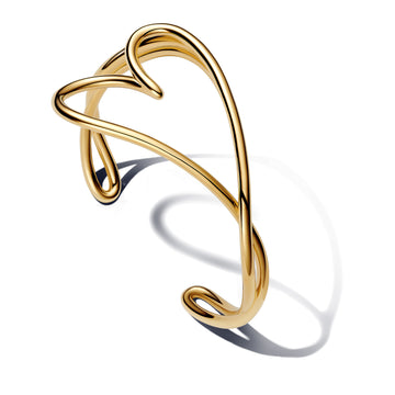 Heart 14K Gold-Plated Open Bangle