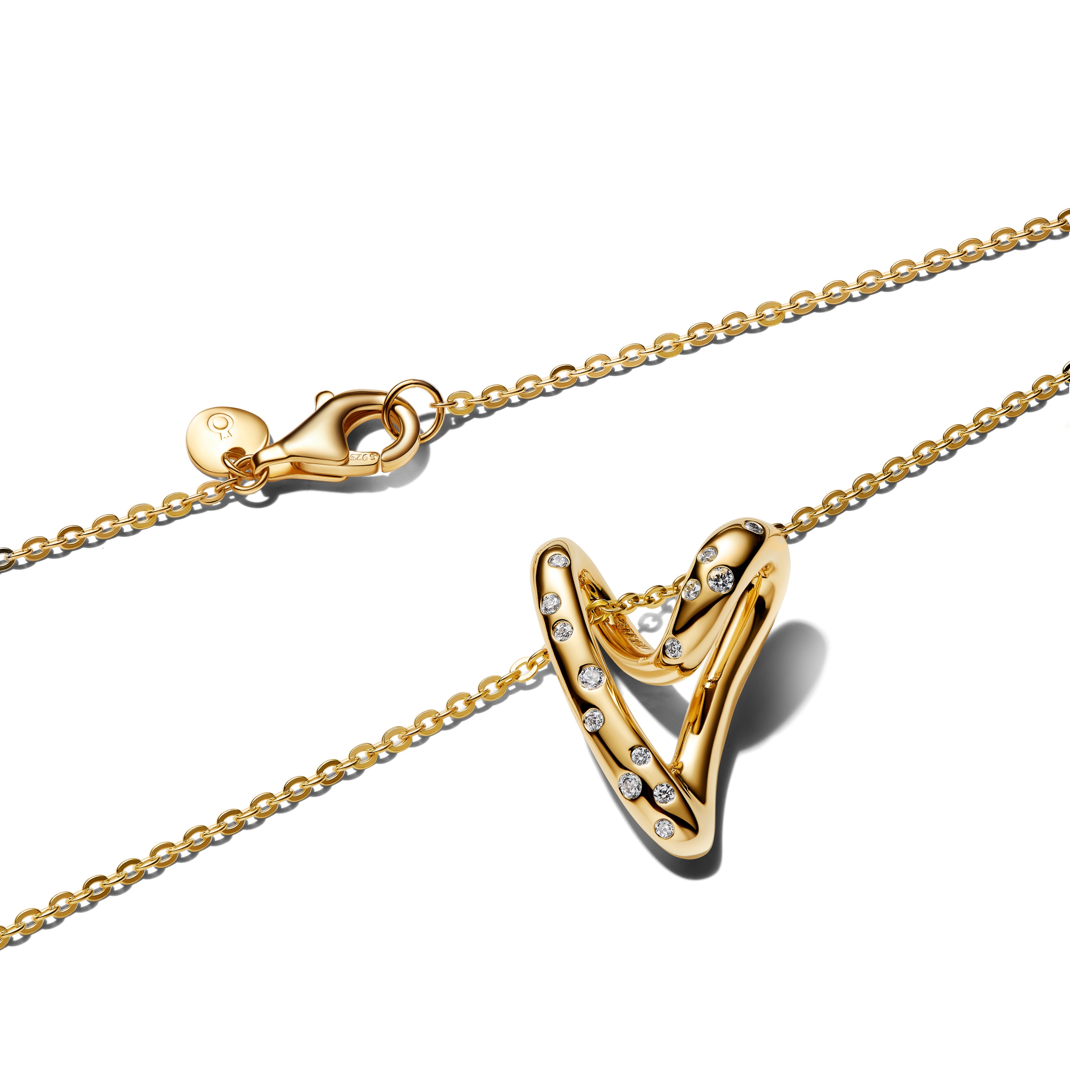 Heart 14K Gold-Plated Pendant Necklace With Clear Cubic Zirconia