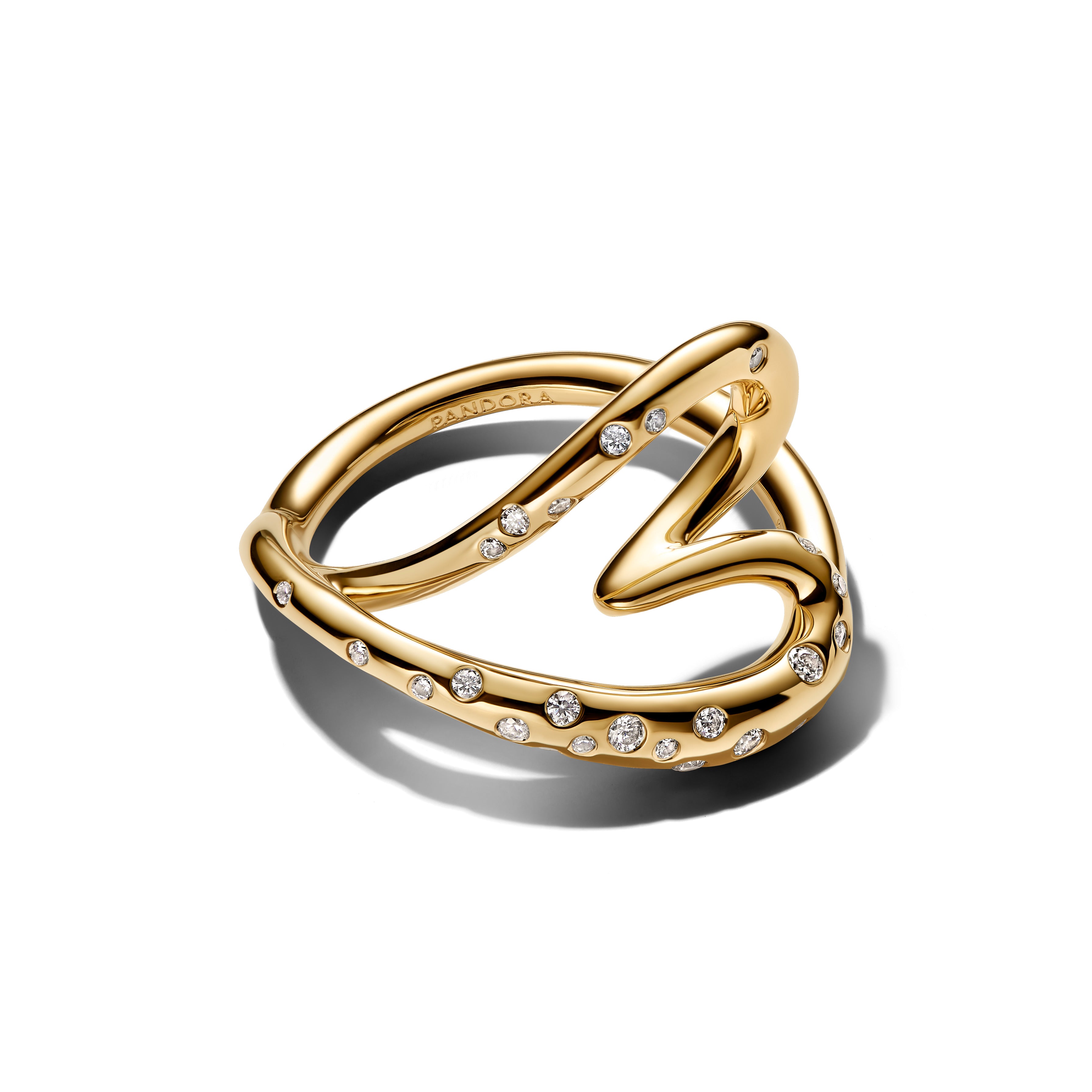 Heart 14K Gold-Plated Ring With Clear Cubic Zirconia