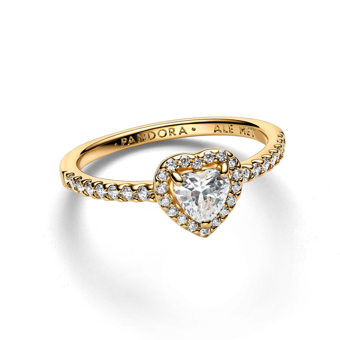 Heart 14K Gold-Plated Ring With Clear Cubic Zirconia