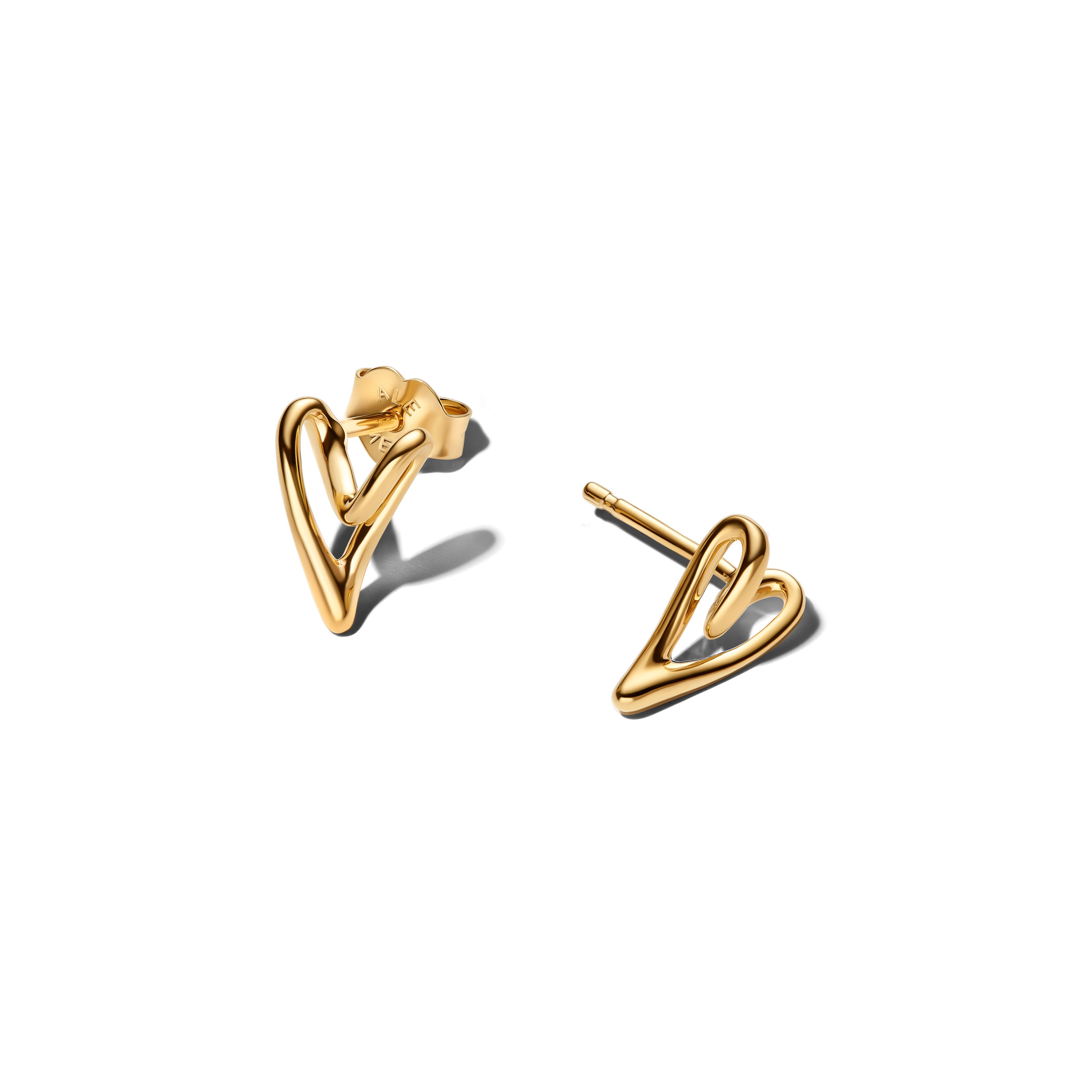 Heart 14K Gold-Plated Stud Earrings