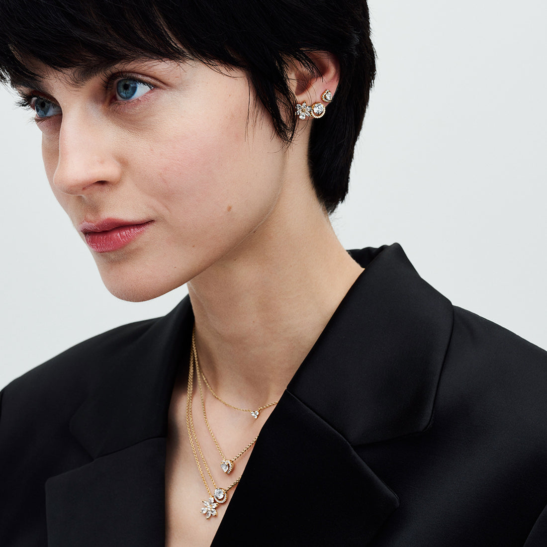 Heart 14K Gold-Plated Stud Earrings With Clear Cubic Zirconia