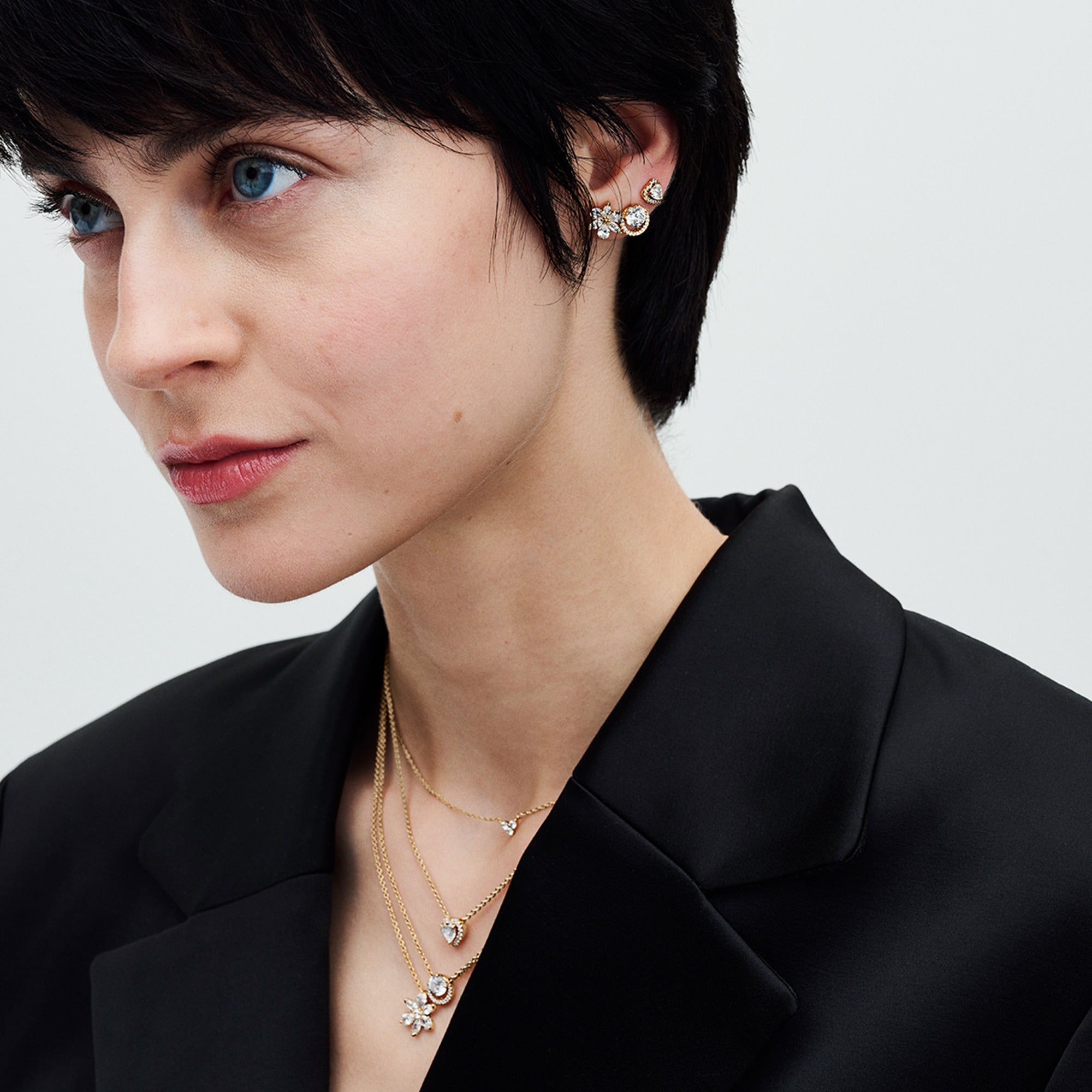 Heart 14K Gold-Plated Stud Earrings With Clear Cubic Zirconia