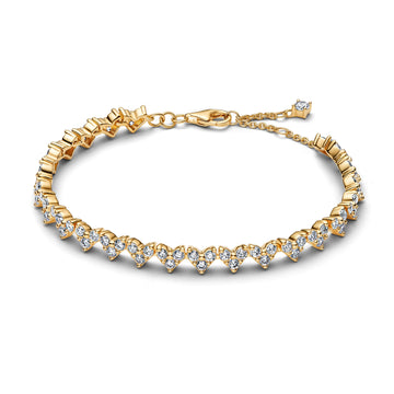 Heart 14K Gold-Plated Tennis Bracelet With Clear Cubic Zirconia