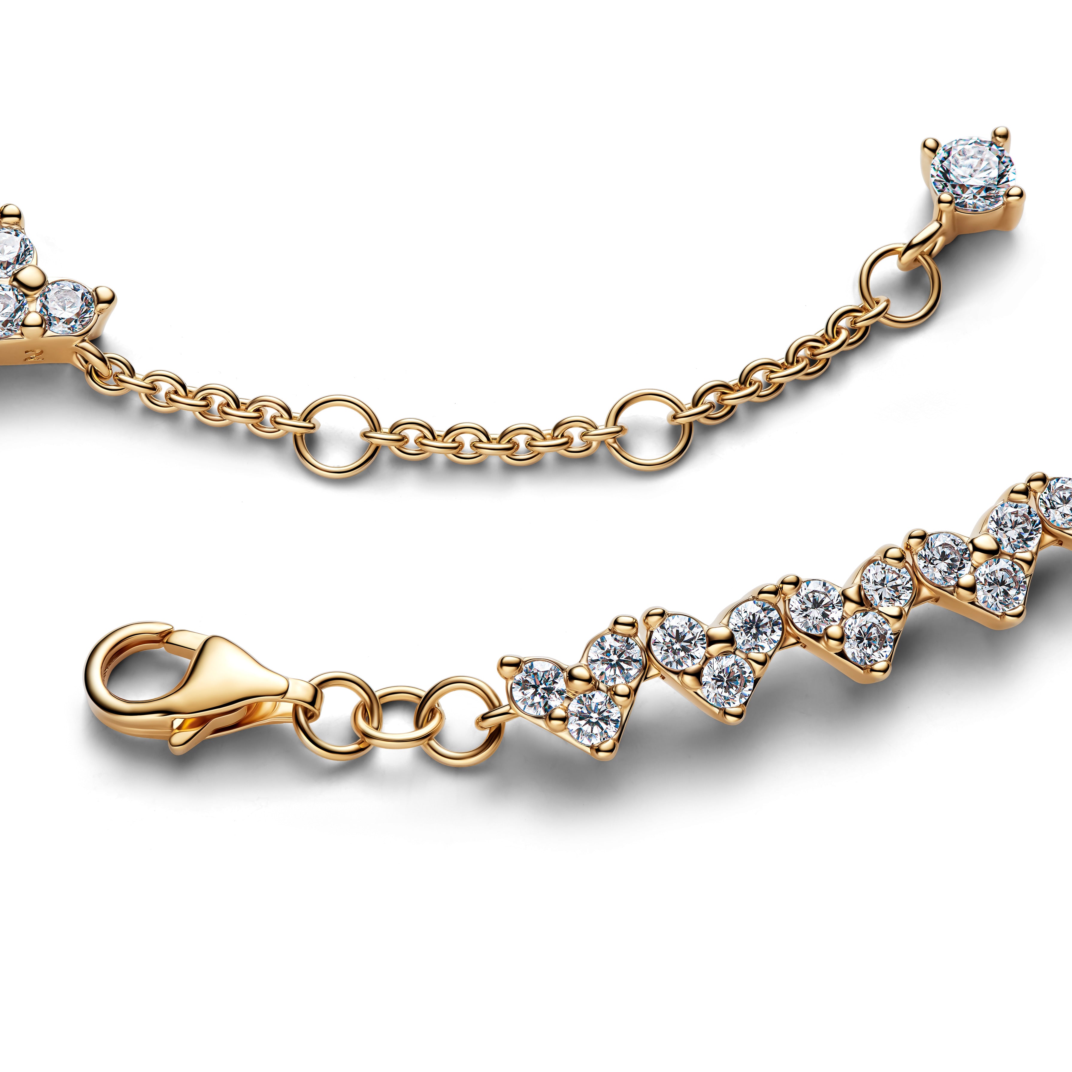 Heart 14K Gold-Plated Tennis Bracelet With Clear Cubic Zirconia