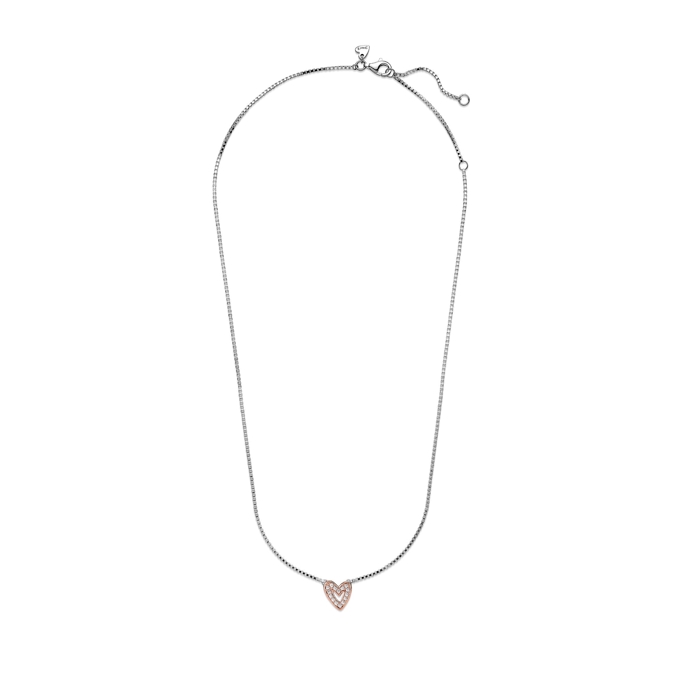 Heart 14K Rose Gold-Plated And Sterling Silver Collier With Clear Cubic Zirconia