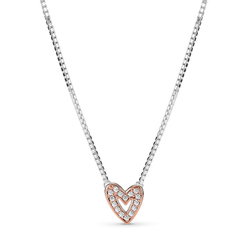 Heart 14K Rose Gold-Plated And Sterling Silver Collier With Clear Cubic Zirconia
