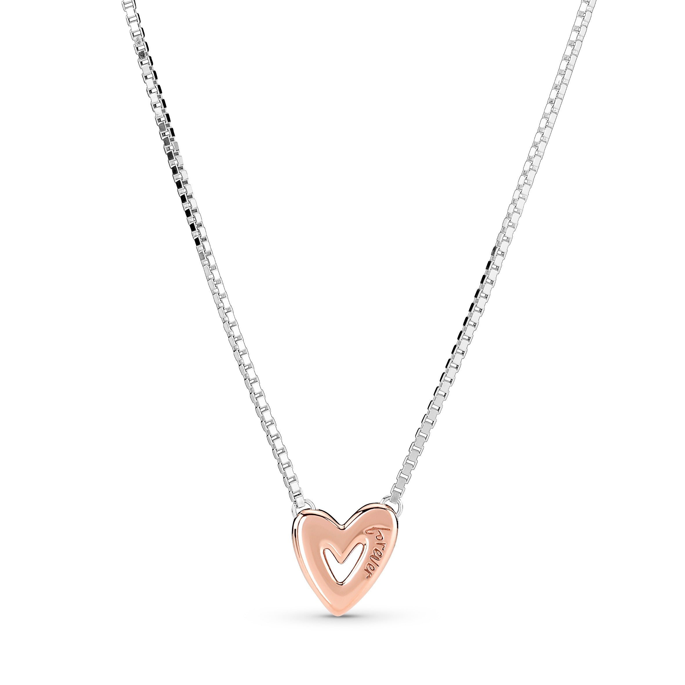Heart 14K Rose Gold-Plated And Sterling Silver Collier With Clear Cubic Zirconia