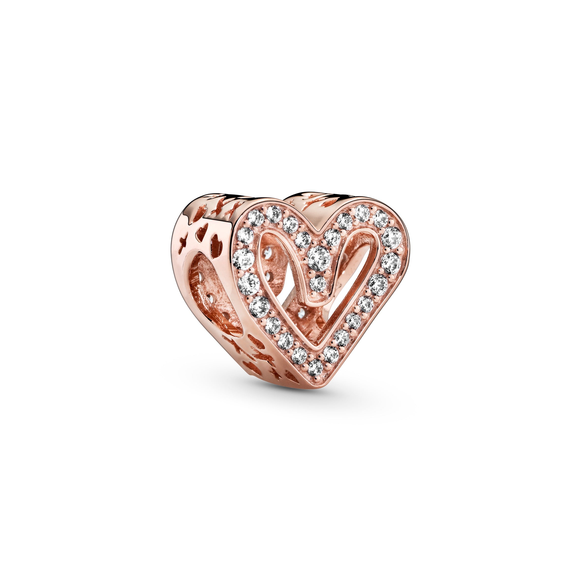 Heart 14K Rose Gold-Plated Charm With Clear Cubic Zirconia