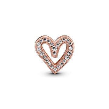 Heart 14K Rose Gold-Plated Charm With Clear Cubic Zirconia