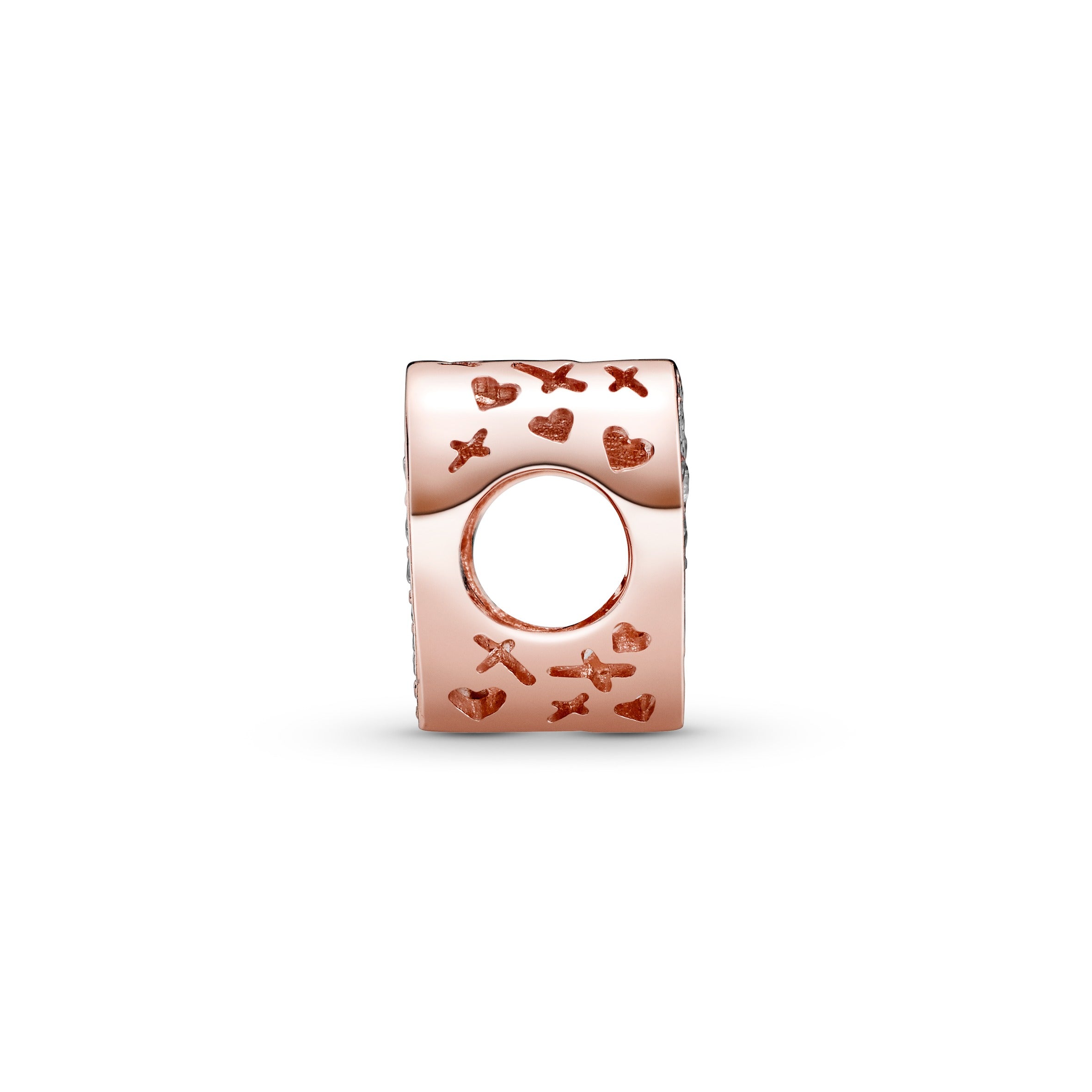 Heart 14K Rose Gold-Plated Charm With Clear Cubic Zirconia