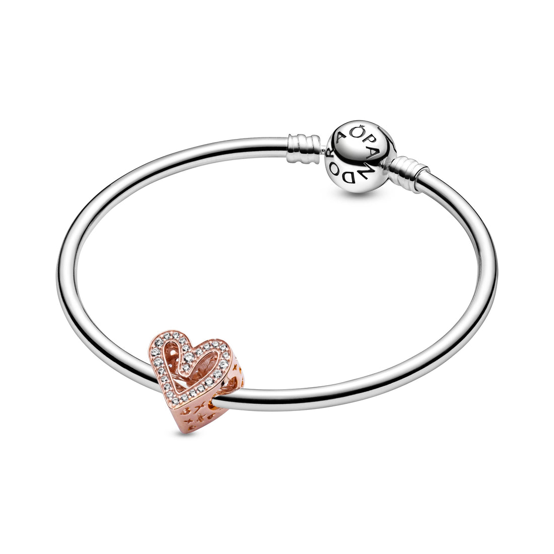 Heart 14K Rose Gold-Plated Charm With Clear Cubic Zirconia