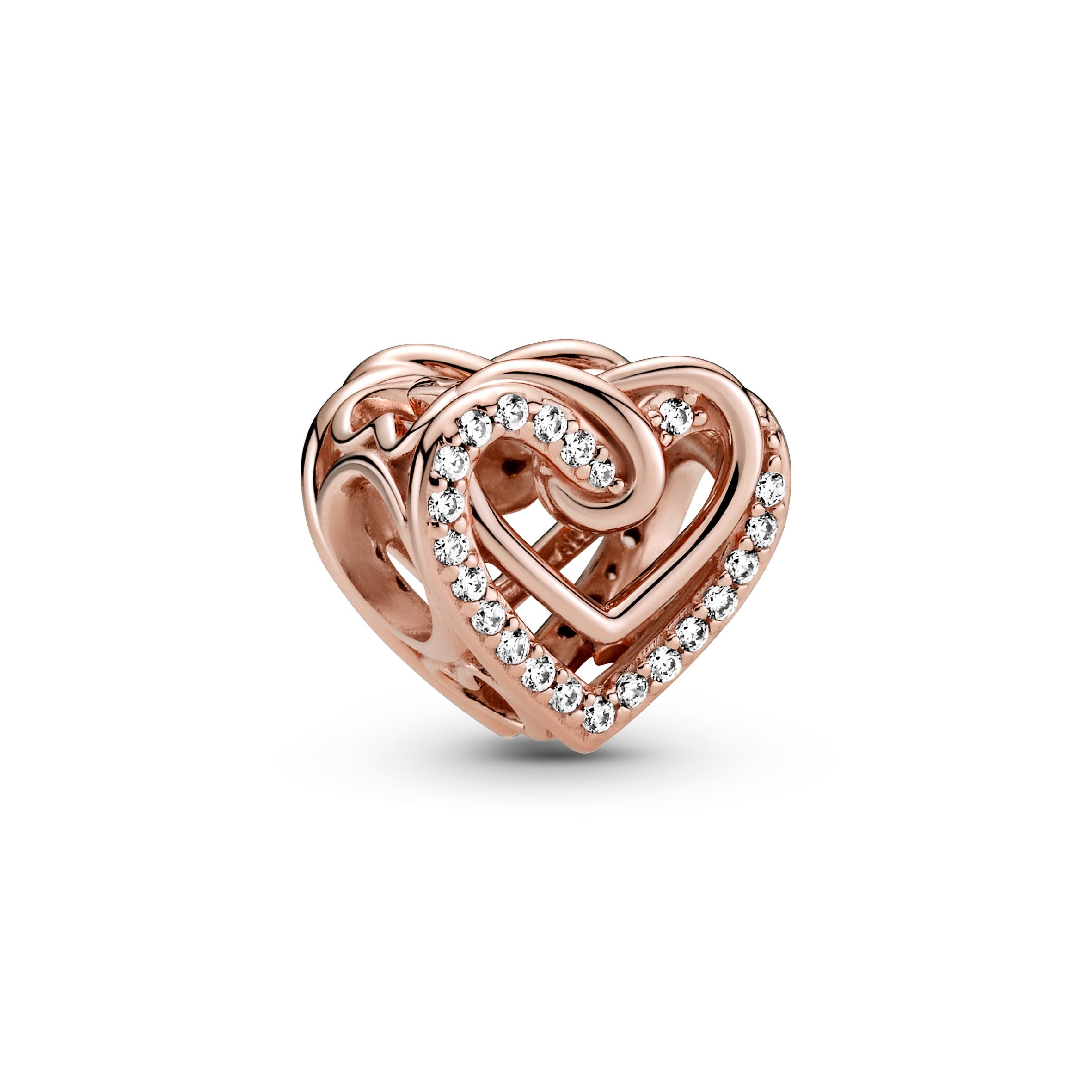 Heart 14K Rose Gold-Plated Charm With Clear Cubic Zirconia