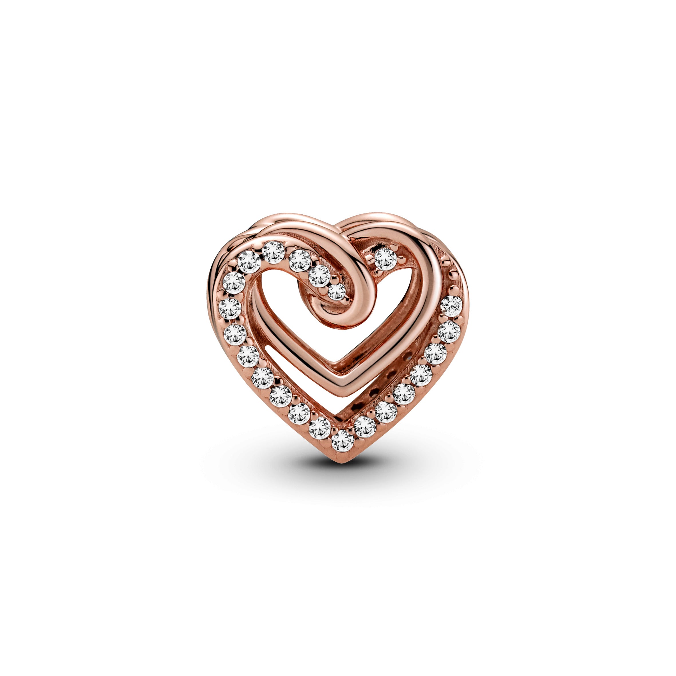 Heart 14K Rose Gold-Plated Charm With Clear Cubic Zirconia