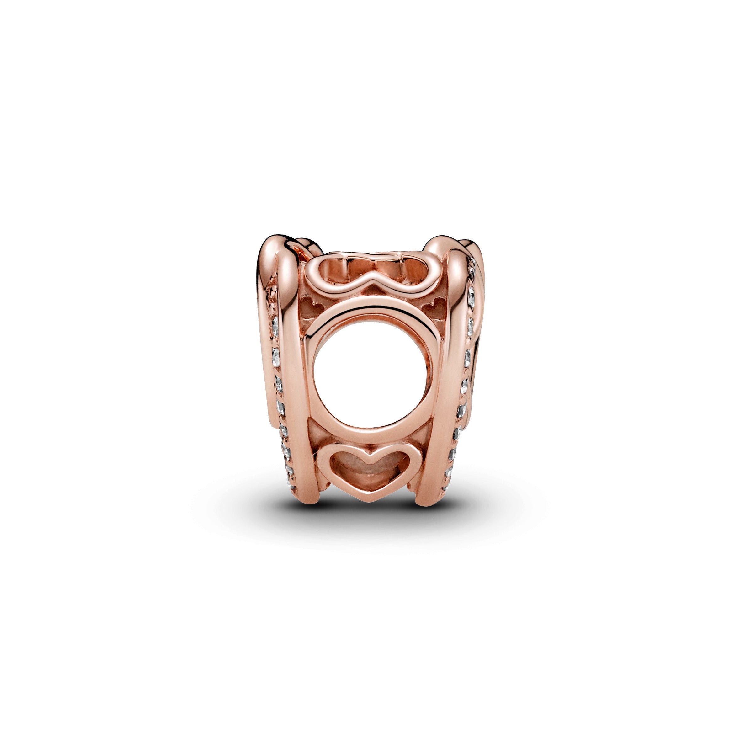 Heart 14K Rose Gold-Plated Charm With Clear Cubic Zirconia