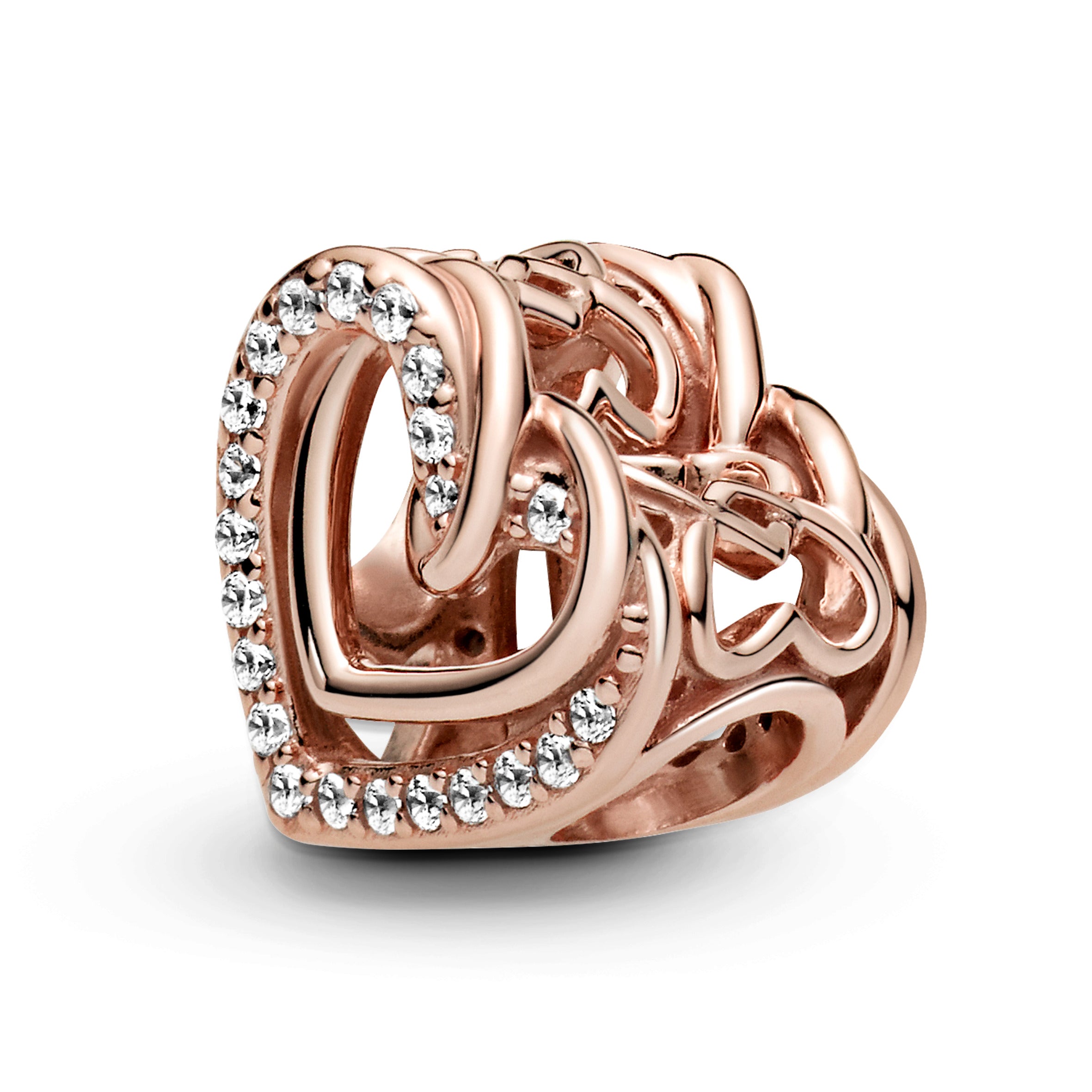 Heart 14K Rose Gold-Plated Charm With Clear Cubic Zirconia
