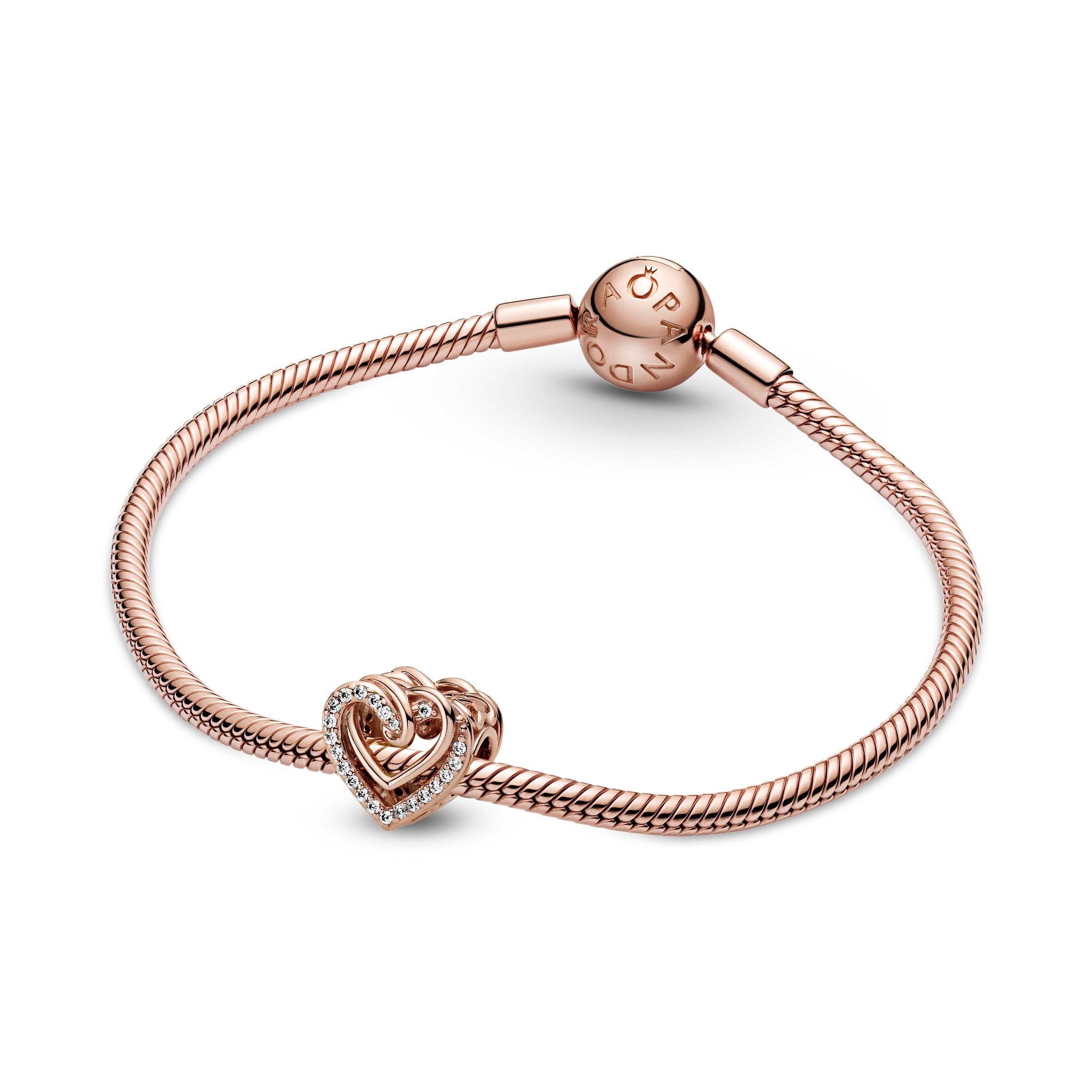 Heart 14K Rose Gold-Plated Charm With Clear Cubic Zirconia
