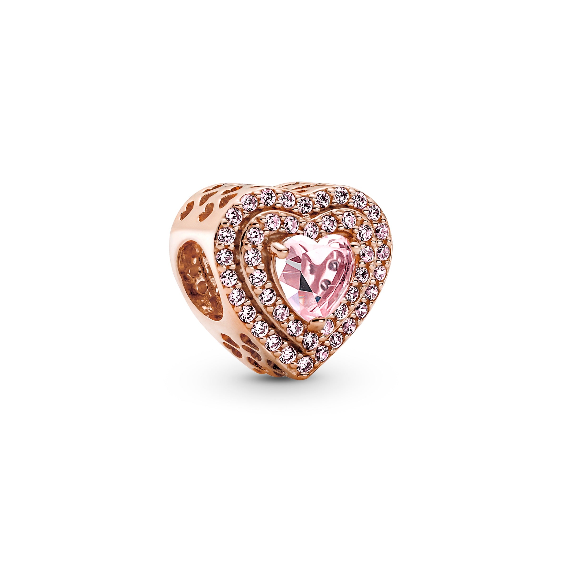 Heart 14K Rose Gold-Plated Charm With Orchid Pink Crystal And Fancy Fairy Tale Pink Cubic Zirconia