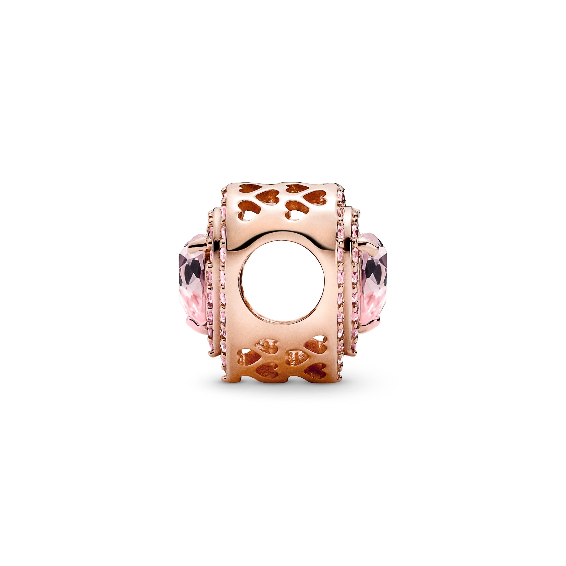 Heart 14K Rose Gold-Plated Charm With Orchid Pink Crystal And Fancy Fairy Tale Pink Cubic Zirconia