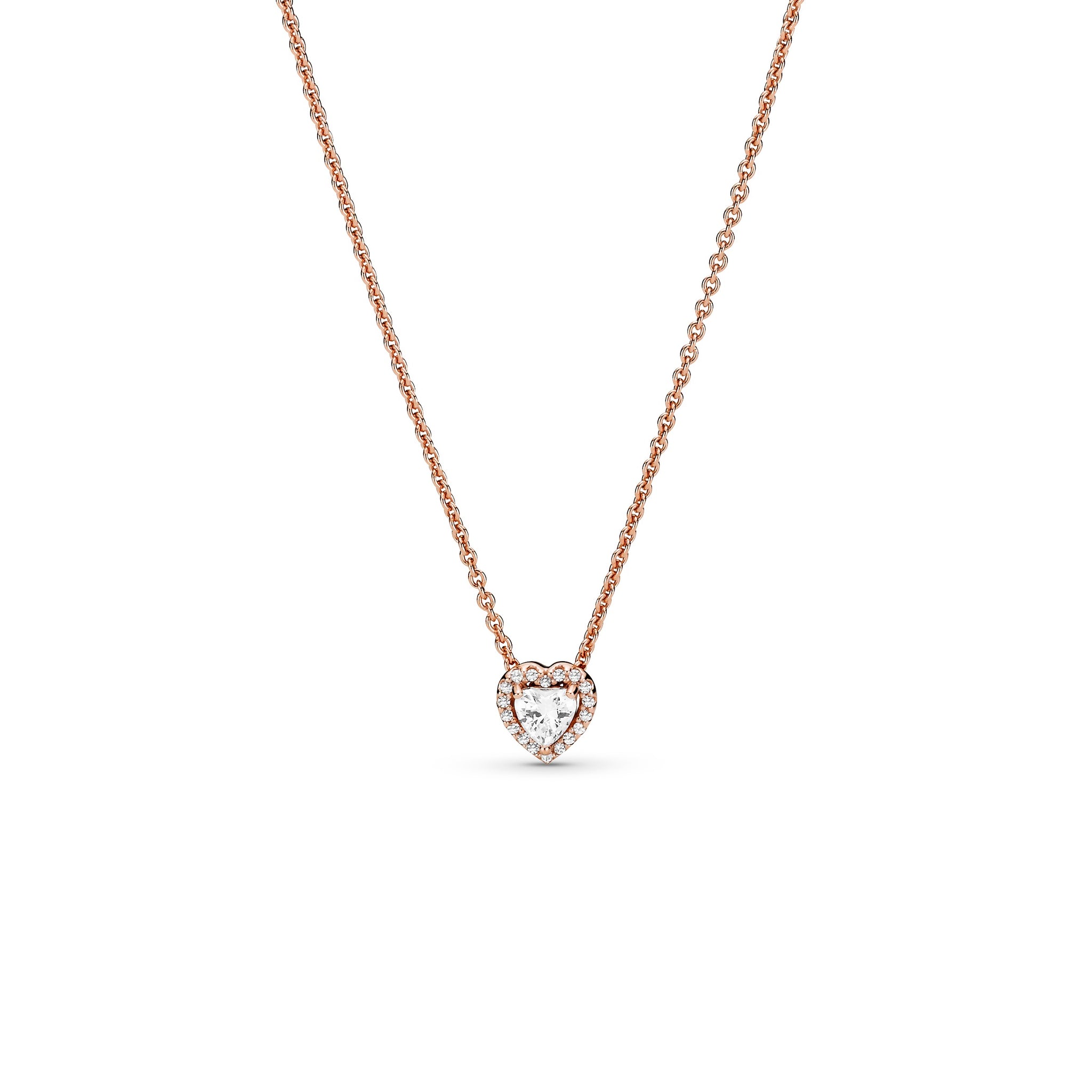 Heart 14K Rose Gold-Plated Collier With Clear Cubic Zirconia