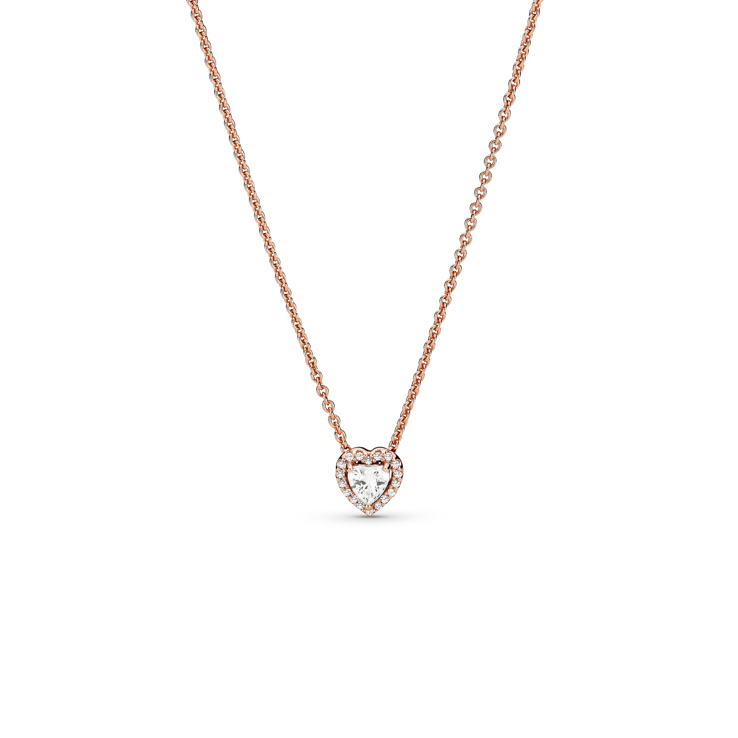 Heart 14K Rose Gold-Plated Collier With Clear Cubic Zirconia