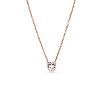 Heart 14K Rose Gold-Plated Collier With Clear Cubic Zirconia