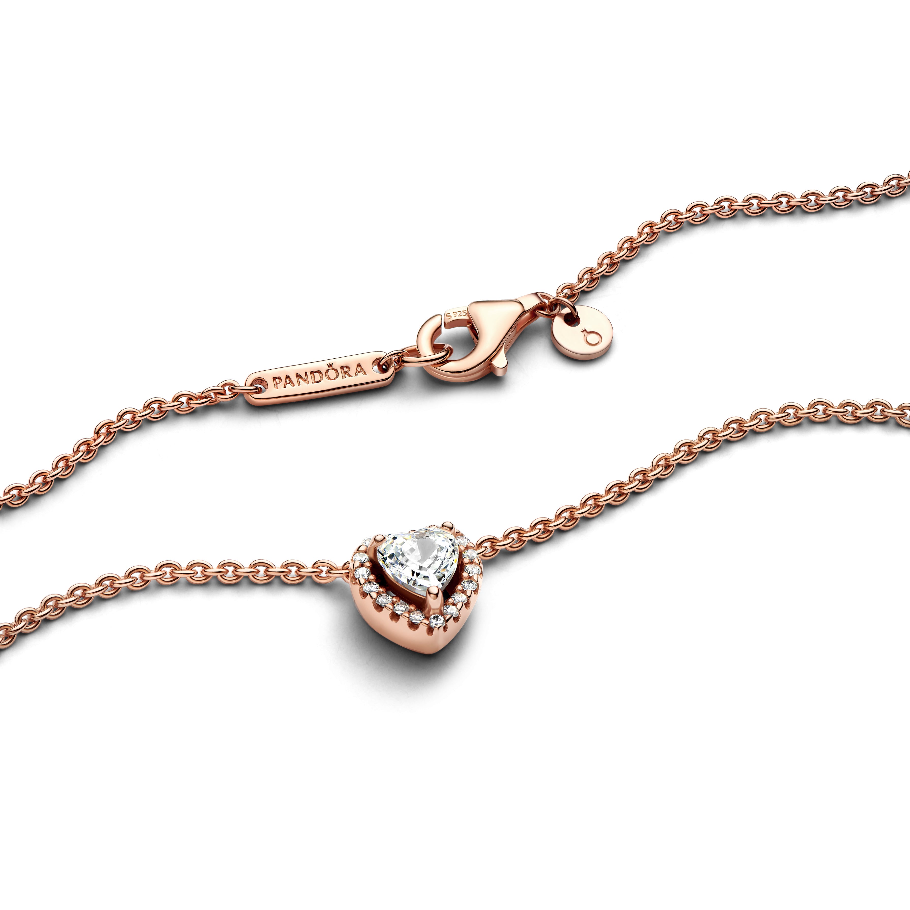 Heart 14K Rose Gold-Plated Collier With Clear Cubic Zirconia