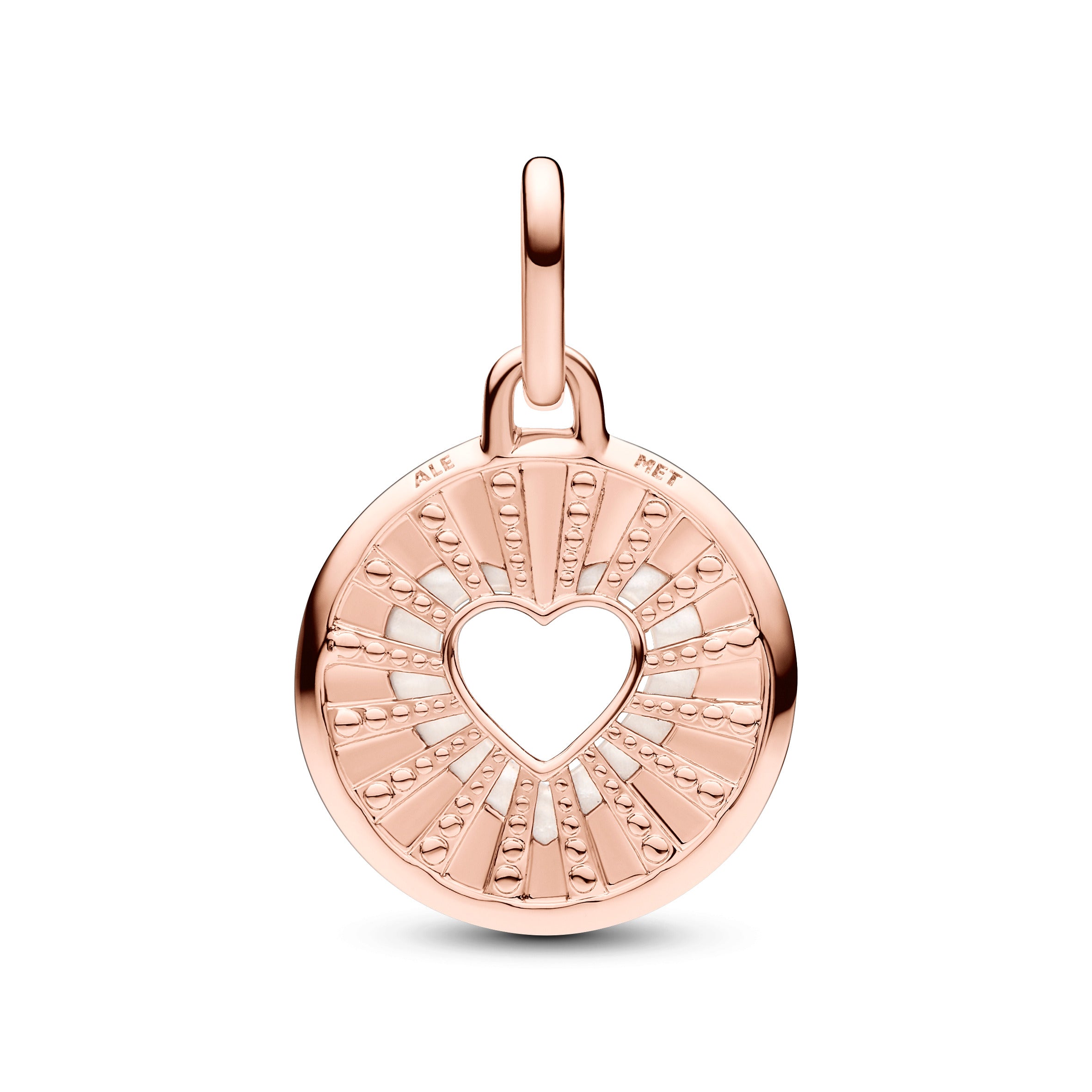 Heart 14K Rose Gold-Plated Medallion With White Bioresin Man-Made Mother Of Pearl And Glittery Black Enamel