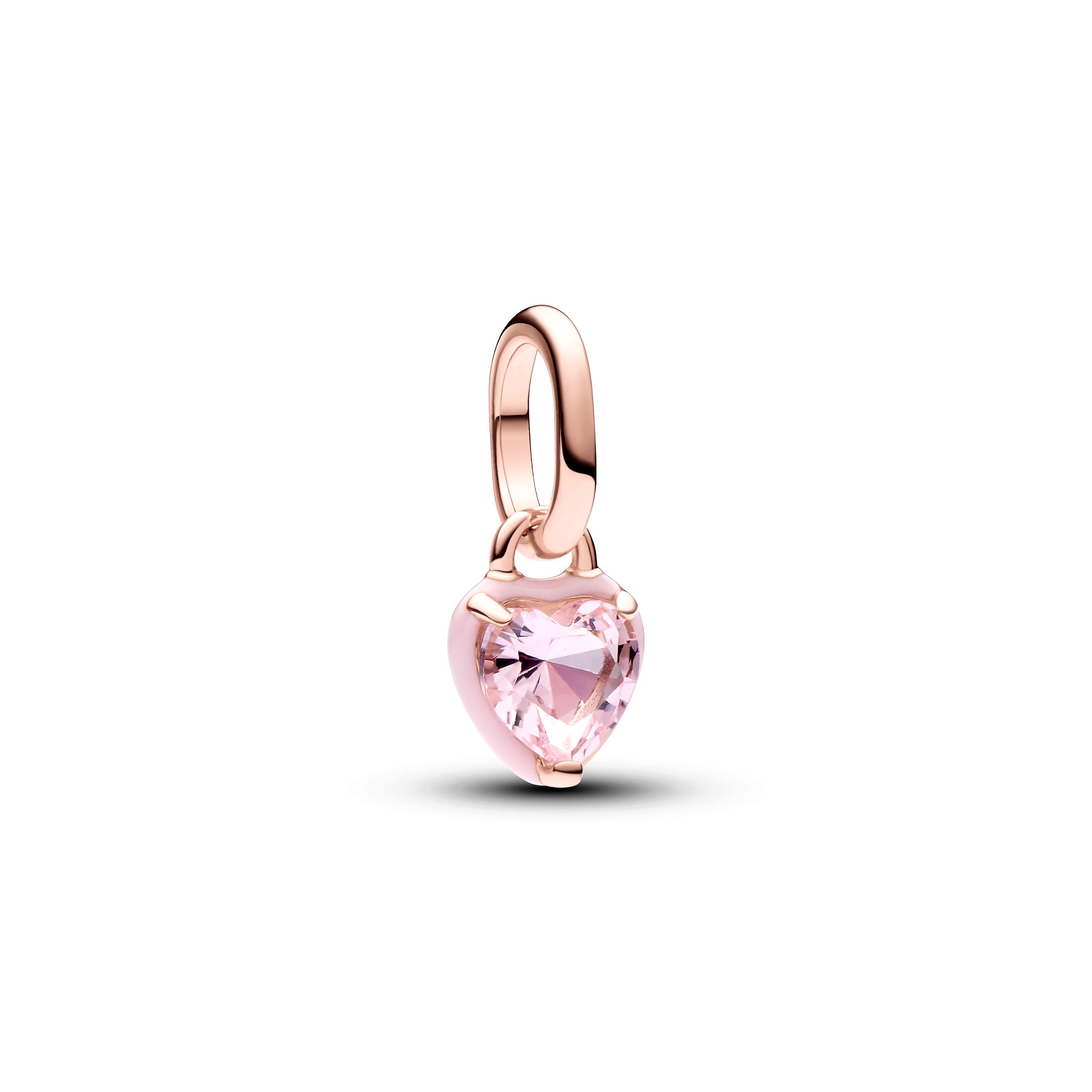 Heart 14K Rose Gold-Plated Mini Dangle With Orchid Pink Crystal And Pink Enamel