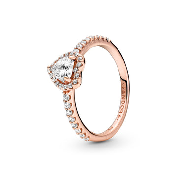 Heart 14K Rose Gold-Plated Ring With Clear Cubic Zirconia
