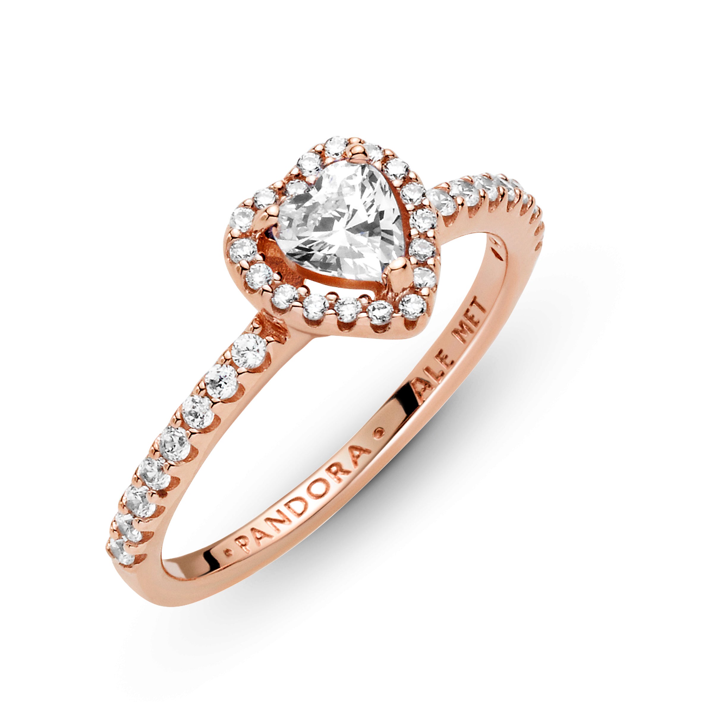 Heart 14K Rose Gold-Plated Ring With Clear Cubic Zirconia