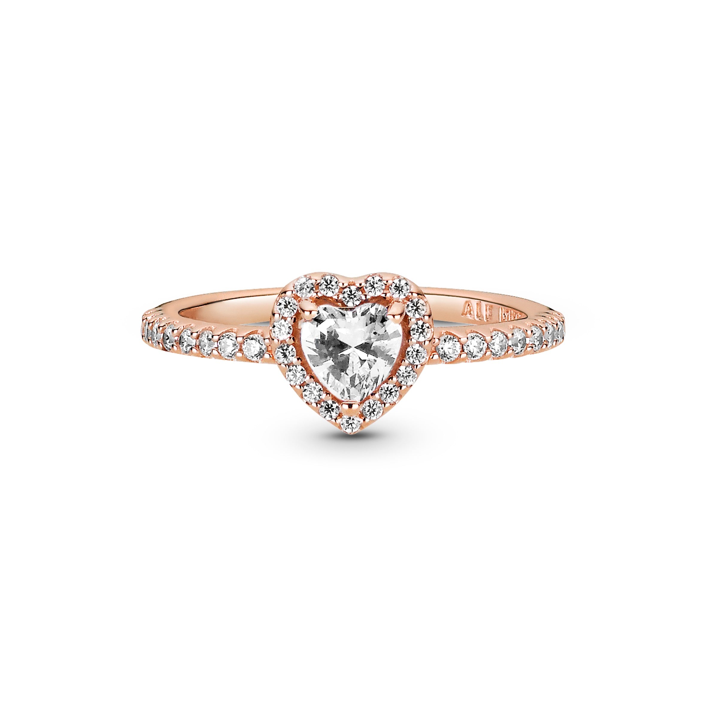 Heart 14K Rose Gold-Plated Ring With Clear Cubic Zirconia