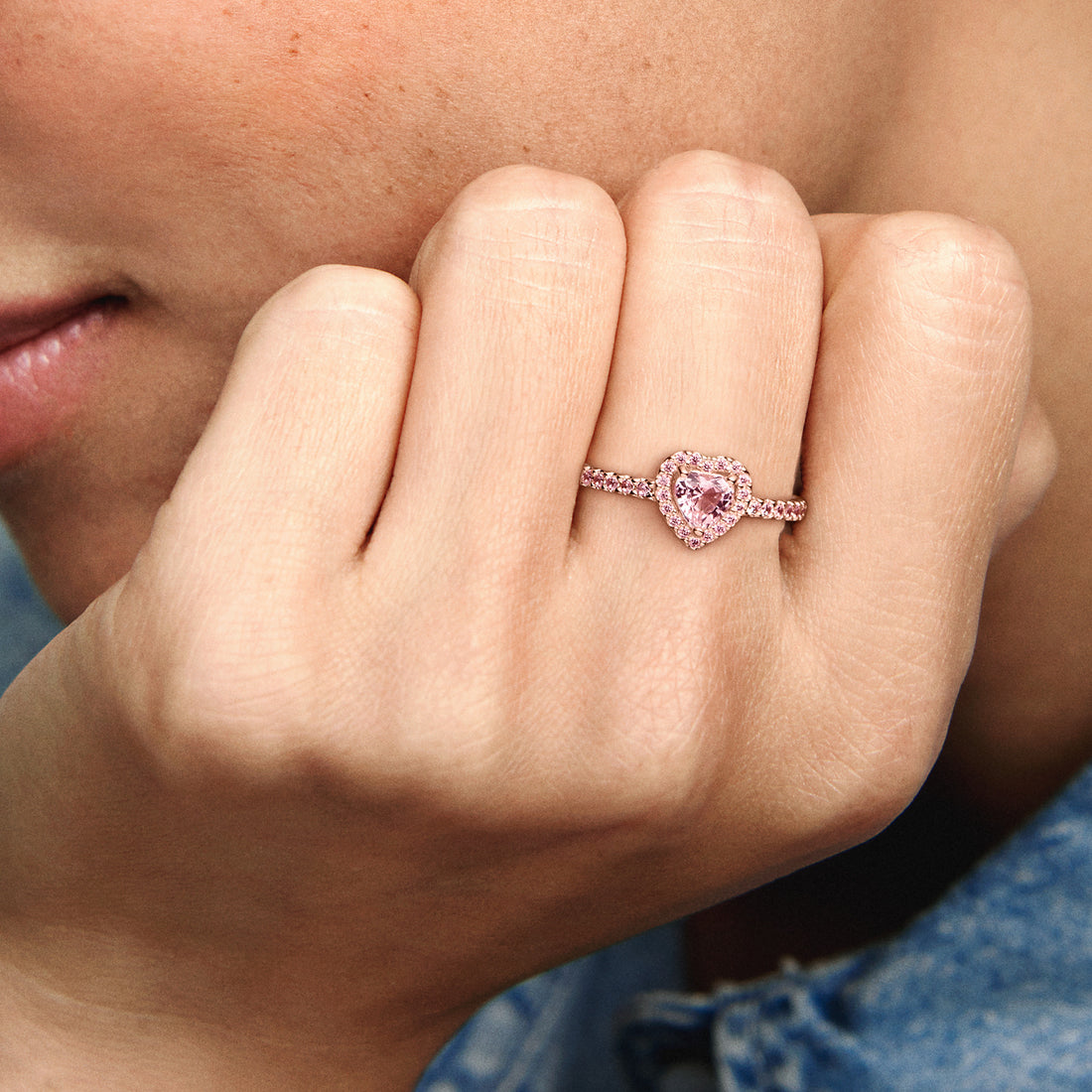 Heart 14K Rose Gold-Plated Ring With Orchid Pink Crystal And Fancy Fairy Tale Pink Cubic Zirconia