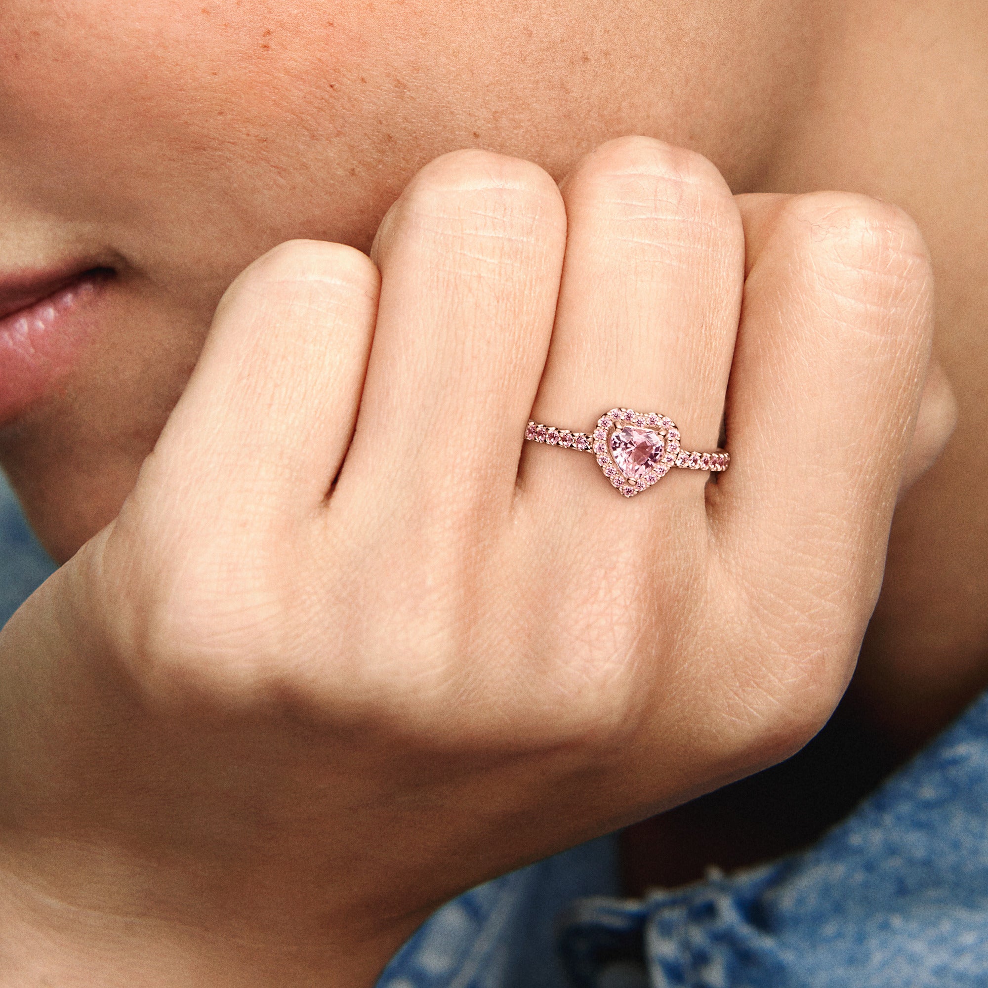 Heart 14K Rose Gold-Plated Ring With Orchid Pink Crystal And Fancy Fairy Tale Pink Cubic Zirconia