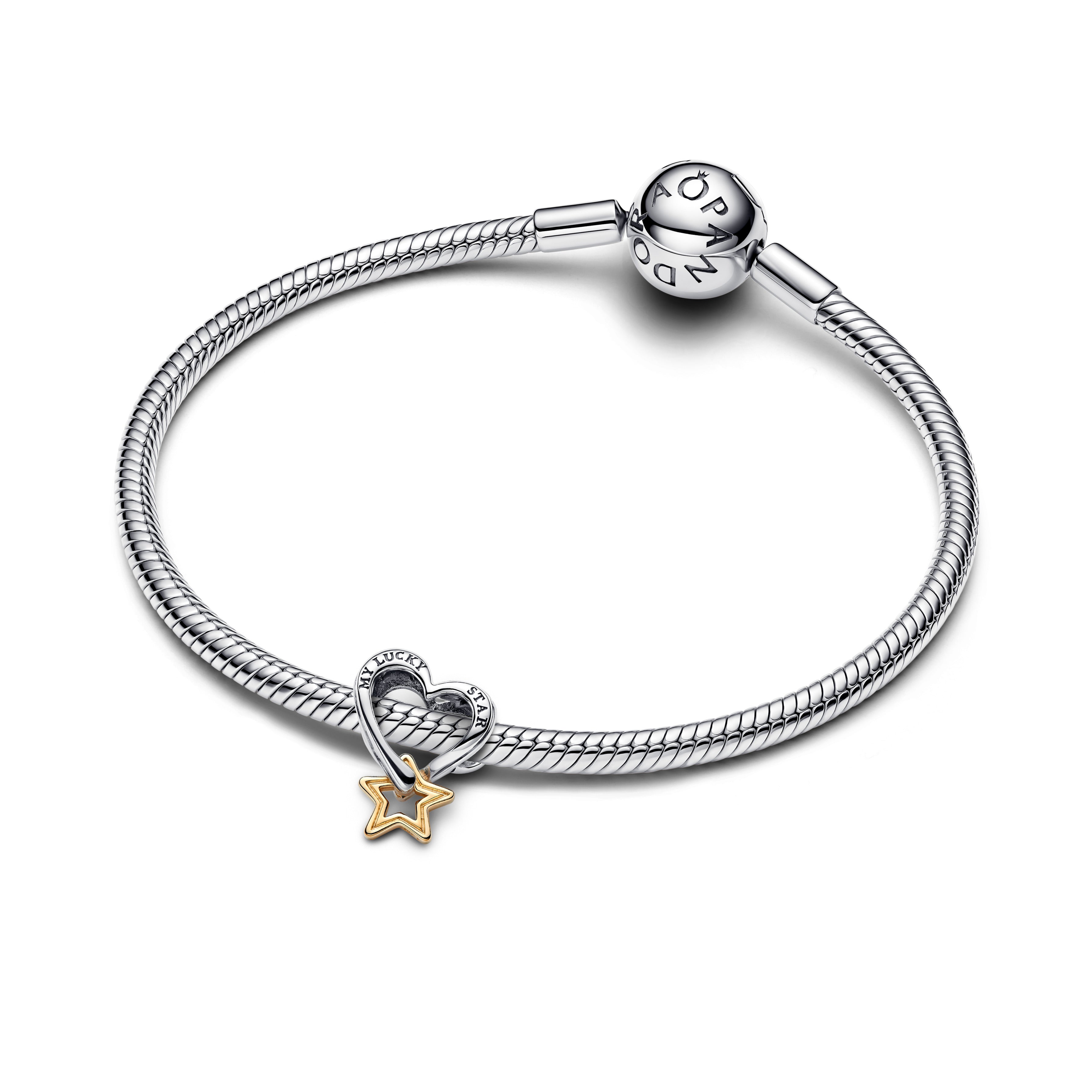 Heart And Star Sterling Silver And 14K Gold-Plated Charm