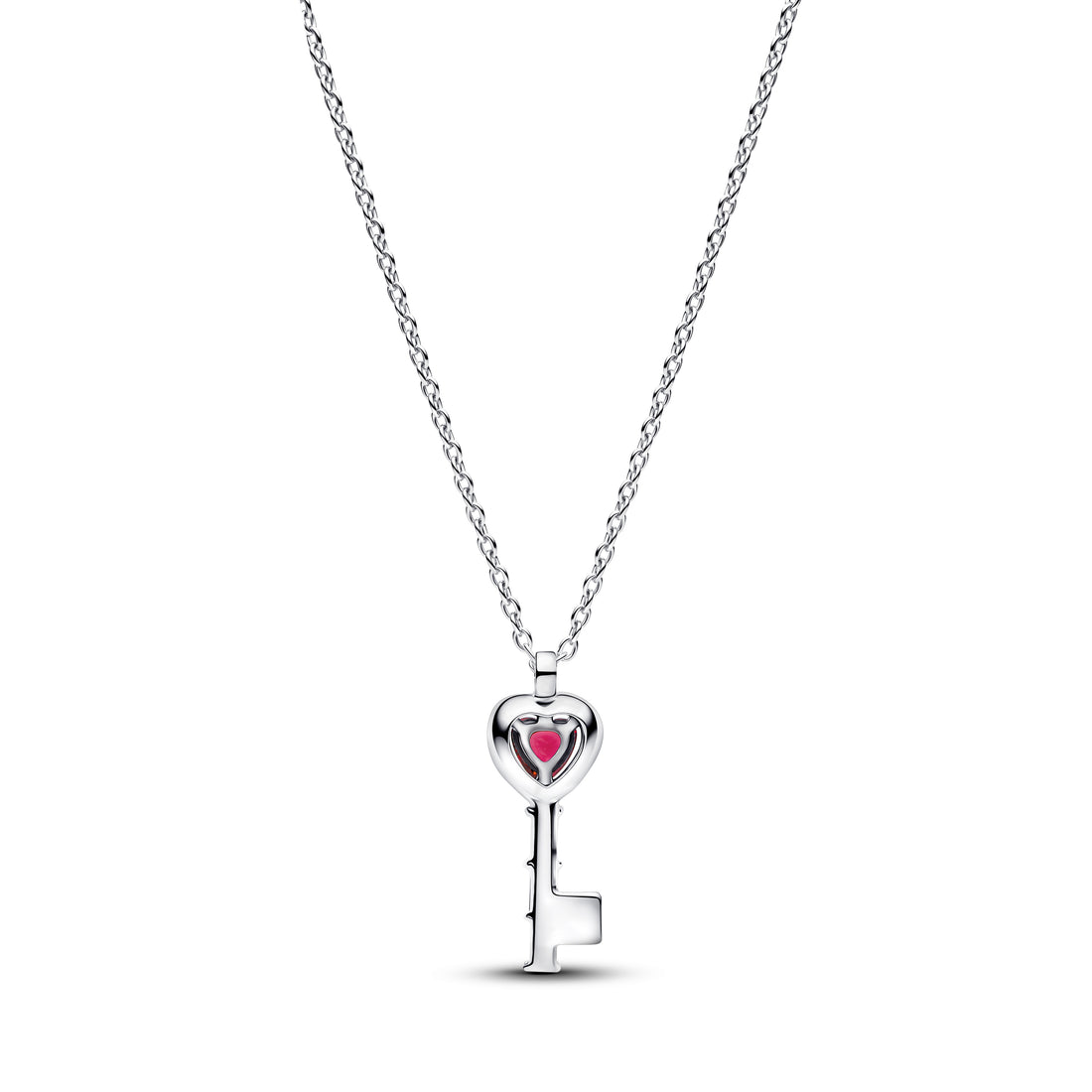 Heart Key Sterling Silver Collier With Cherries Jubilee Red Crystal And Clear Cubic Zirconia
