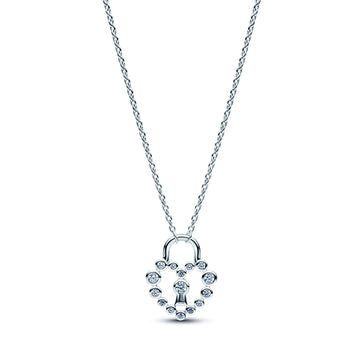 Heart Padlock Sterling Silver Pendant Necklace With Clear Cubic Zirconia