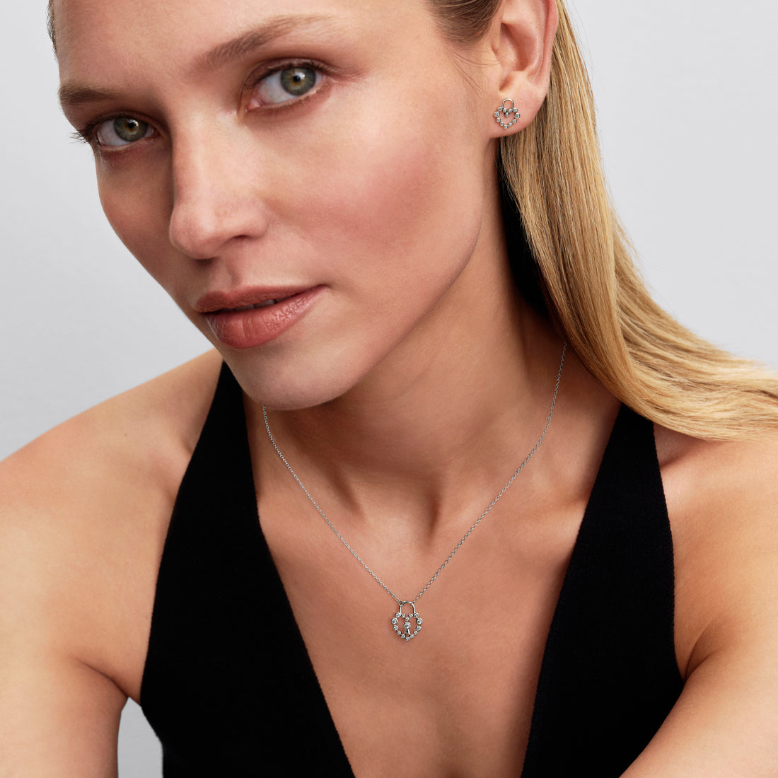 Heart Padlock Sterling Silver Pendant Necklace With Clear Cubic Zirconia