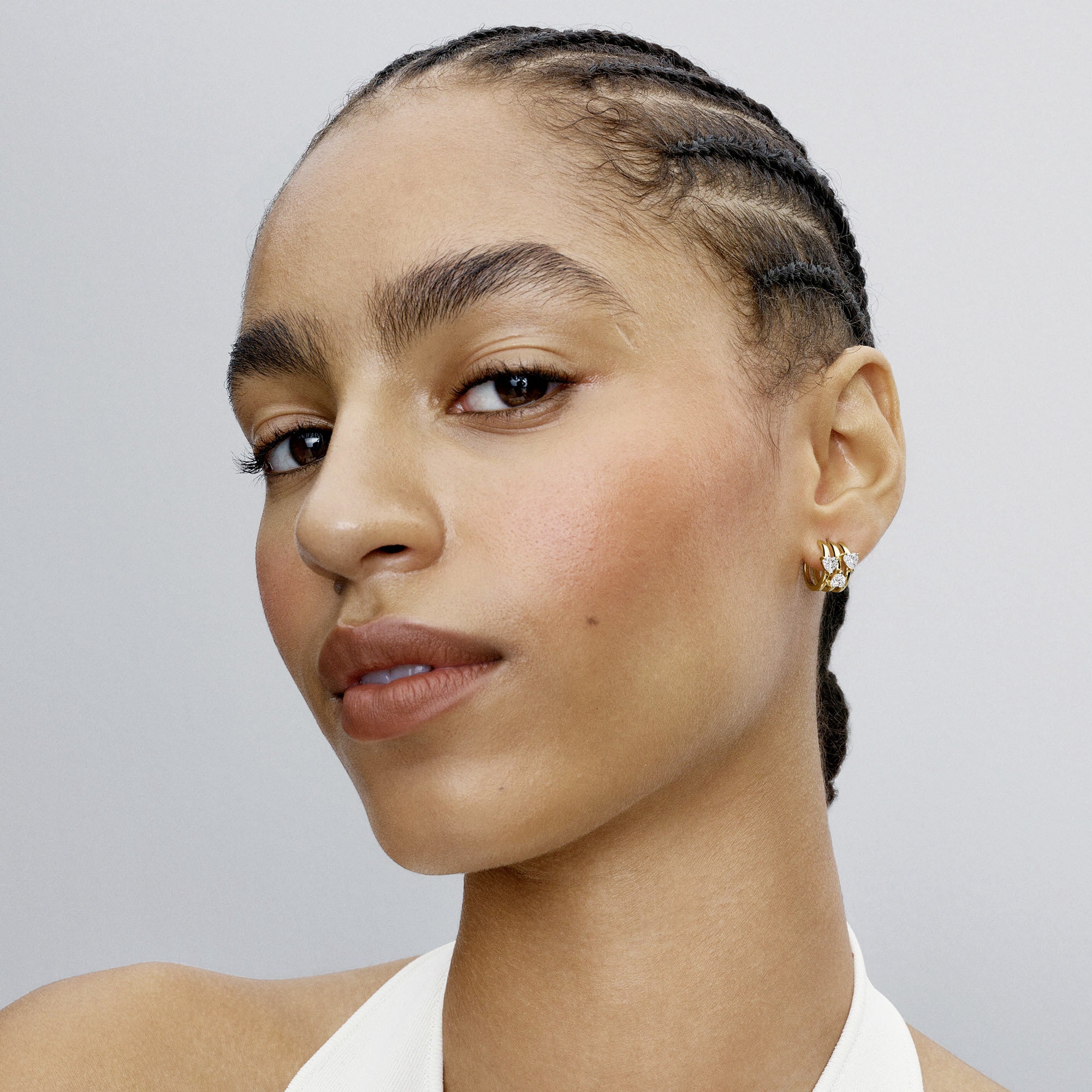 Hearts And Lines 14K Gold-Plated Hoop Earrings With Clear Cubic Zirconia