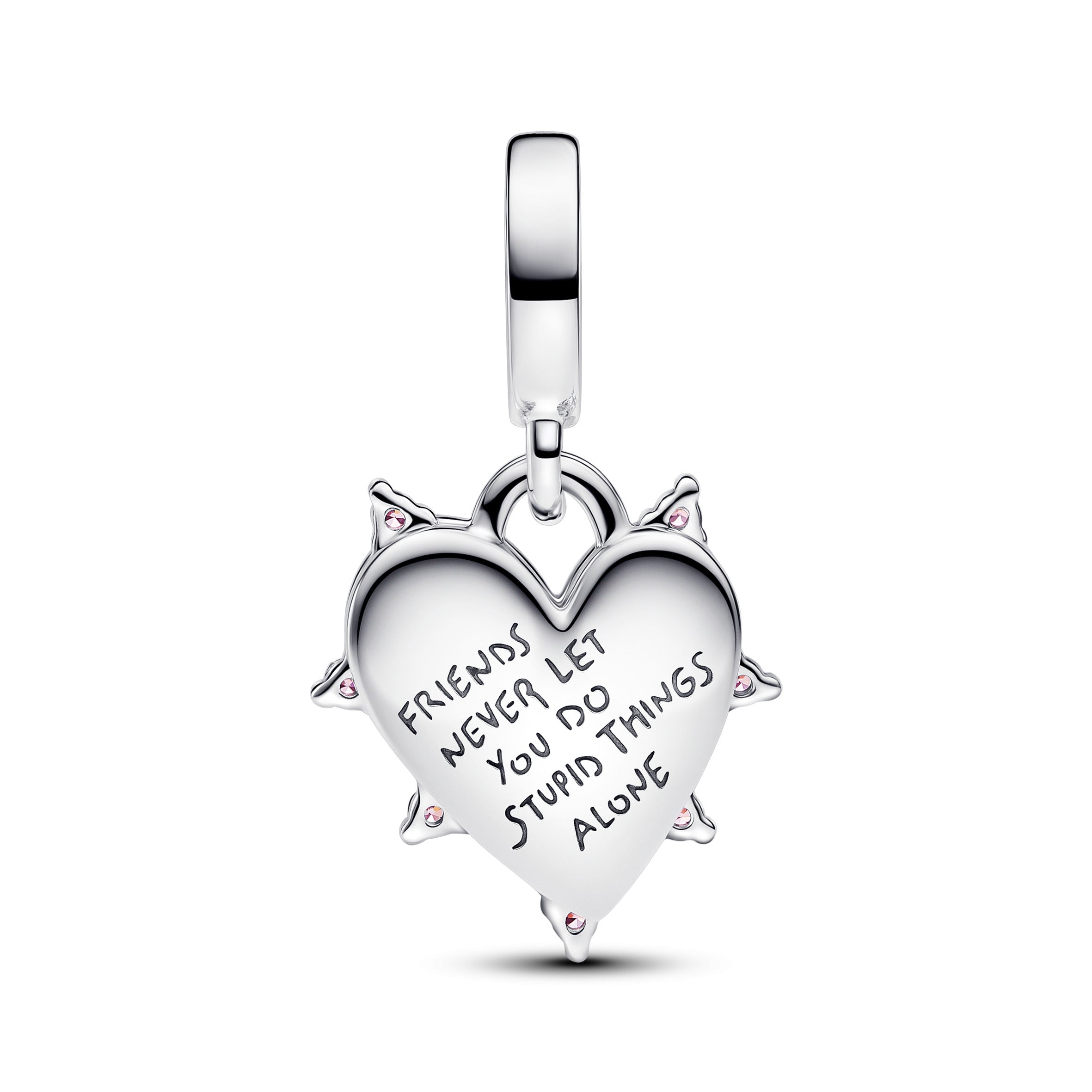 Hearts Sterling Silver Double Dangle With Pink Lab-Created Opal And Fancy Fairy Tale Pink Cubic Zirconia