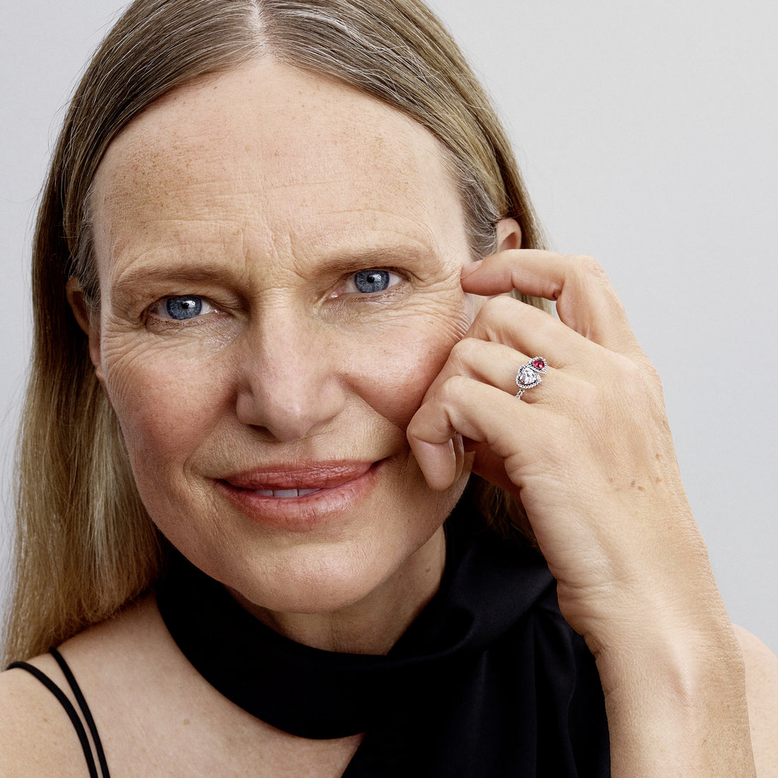 Hearts Sterling Silver Ring With Cherries Jubilee Red Crystal And Clear Cubic Zirconia