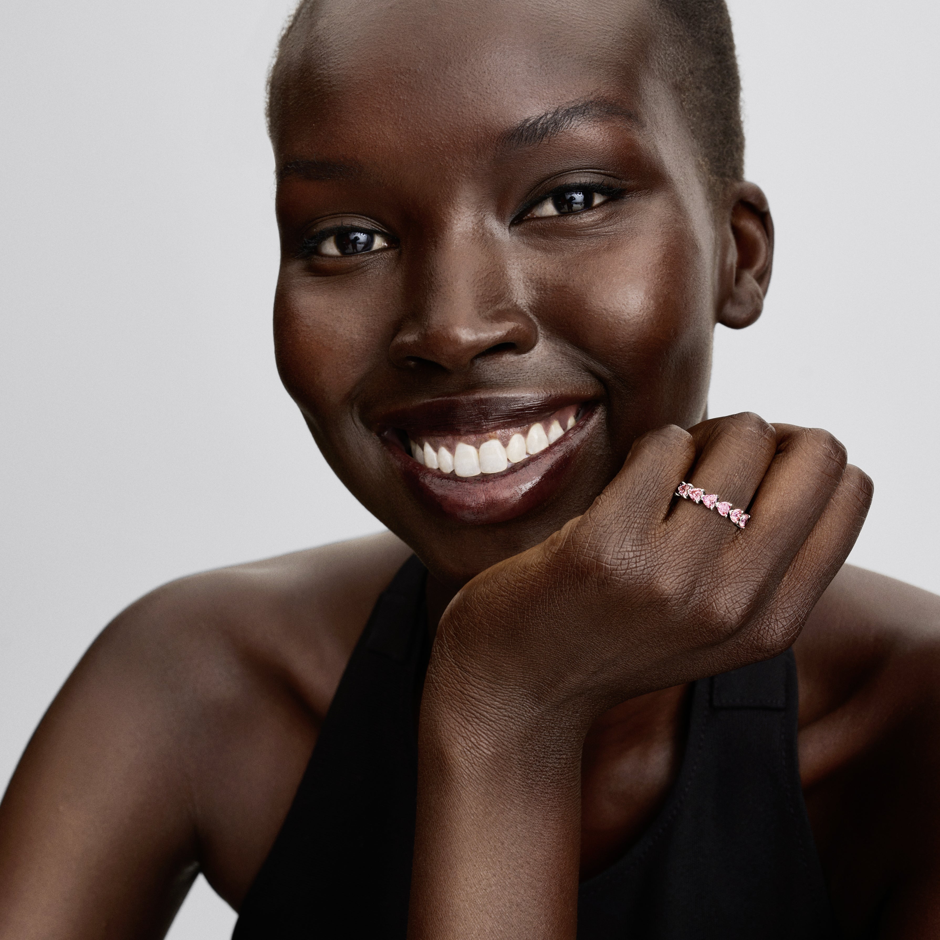 Hearts Sterling Silver Ring With Fancy Pink Cubic Zirconia