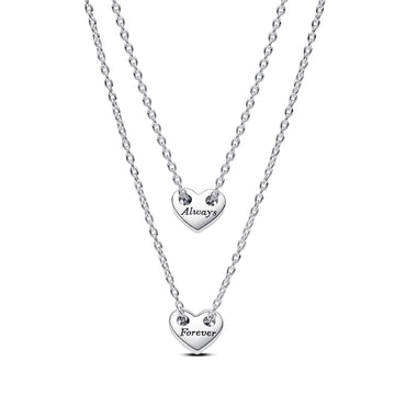Hearts Sterling Silver Splittable Collier Necklaces