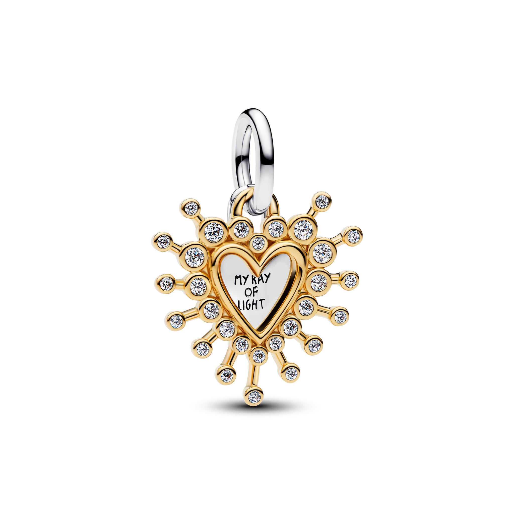 Heart Sterling Silver And 14K Gold-Plated Double Dangle With Clear Cubic Zirconia