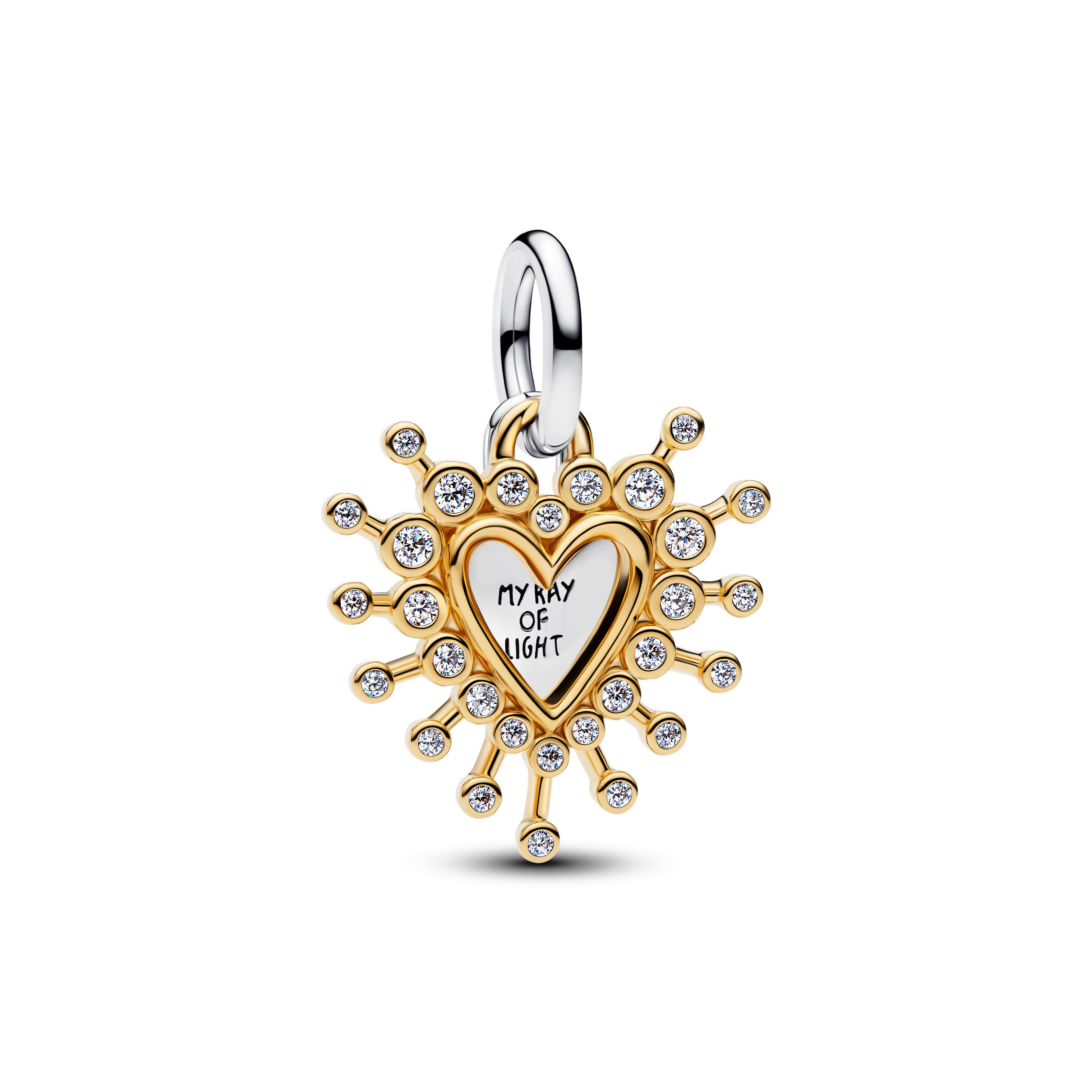 Heart Sterling Silver And 14K Gold-Plated Double Dangle With Clear Cubic Zirconia