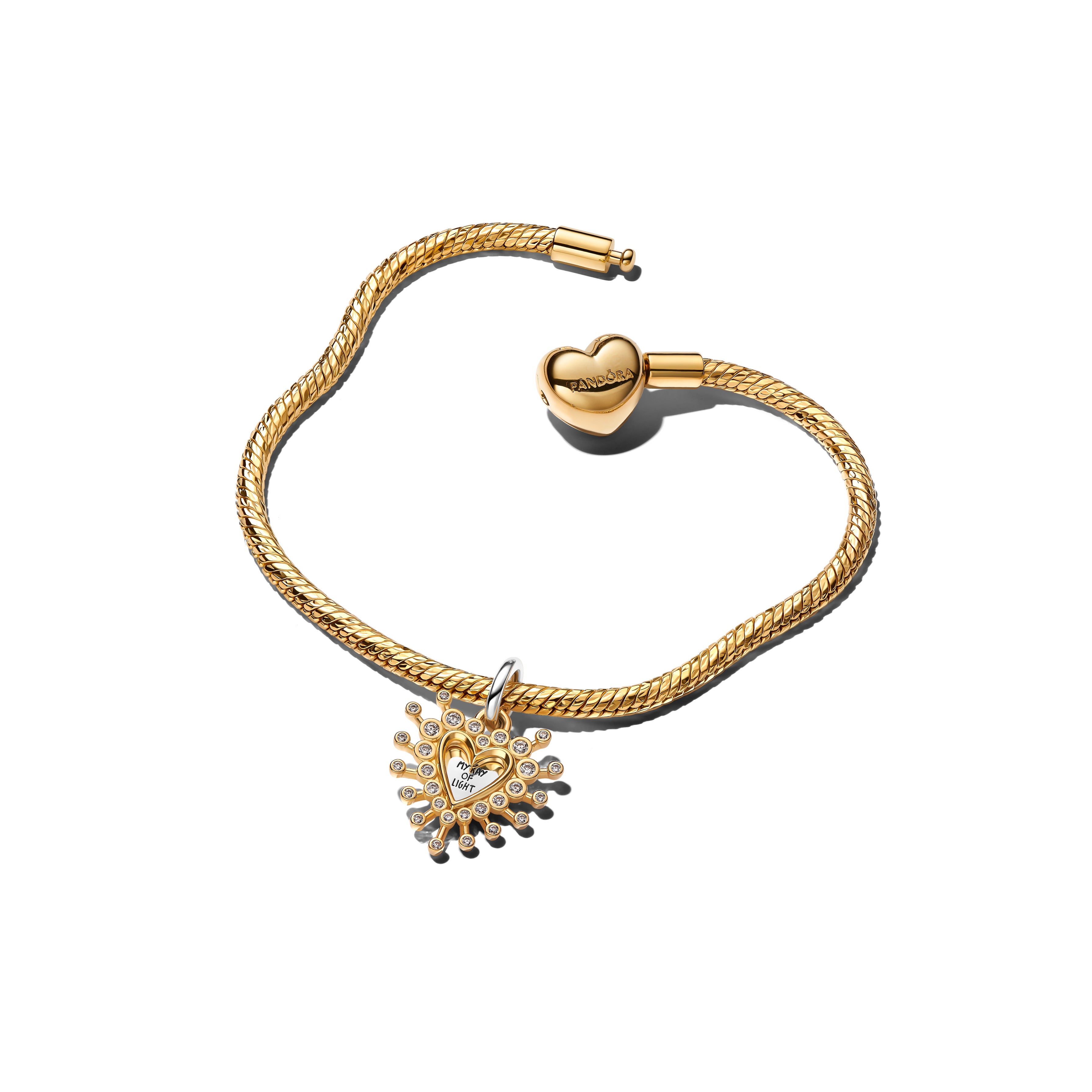 Heart Sterling Silver And 14K Gold-Plated Double Dangle With Clear Cubic Zirconia