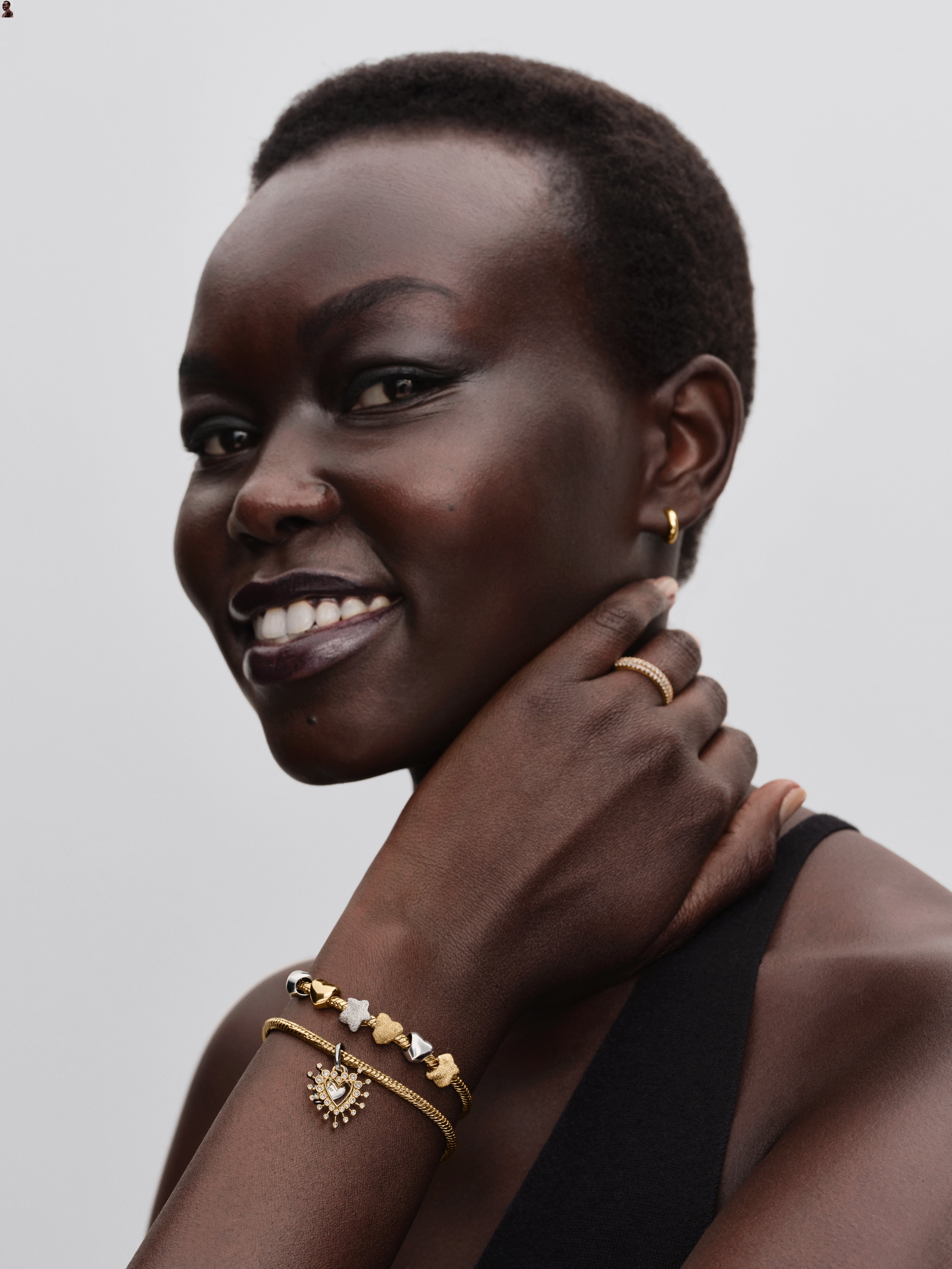 Heart Sterling Silver And 14K Gold-Plated Double Dangle With Clear Cubic Zirconia