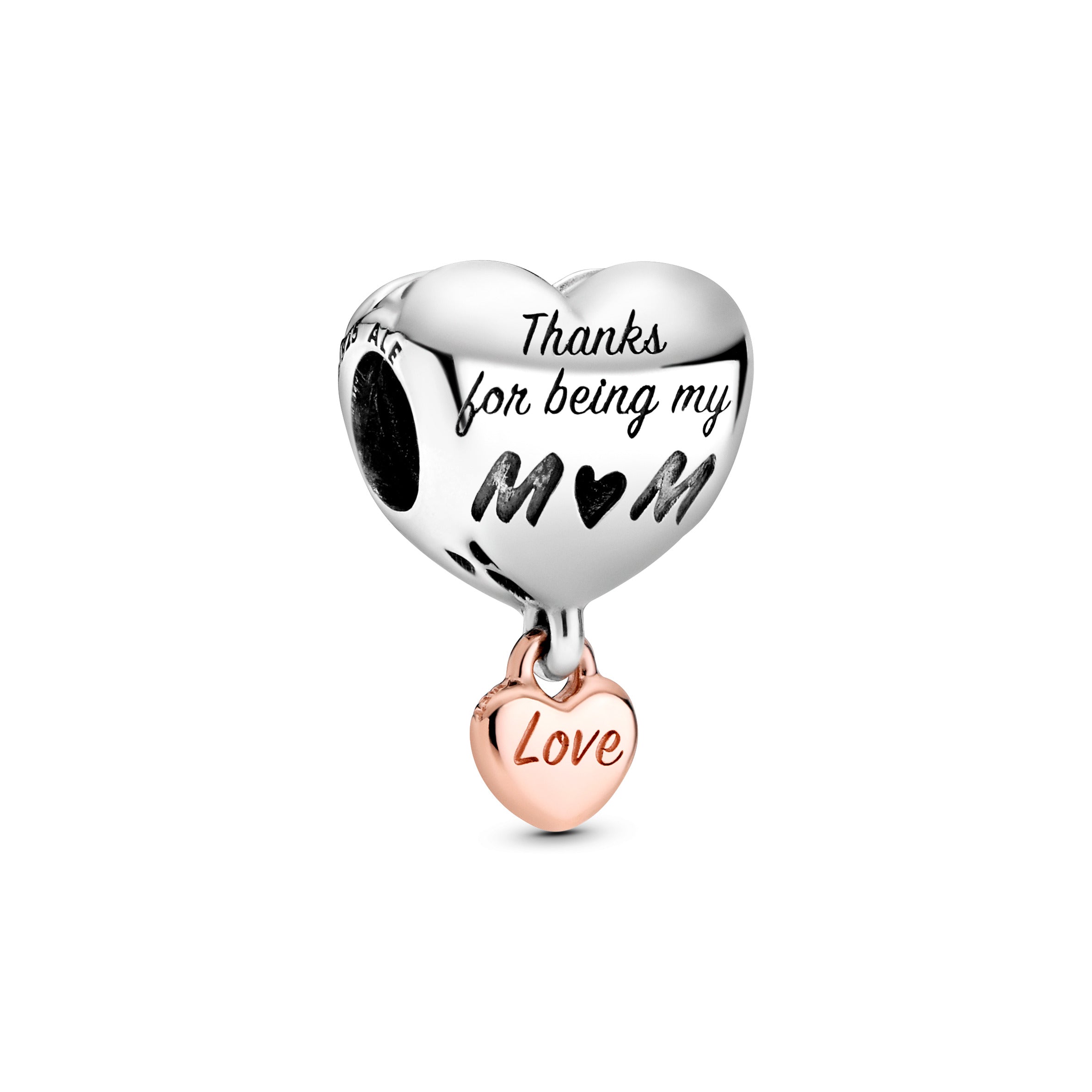 Heart Sterling Silver And 14K Rose Gold-Plated Charm