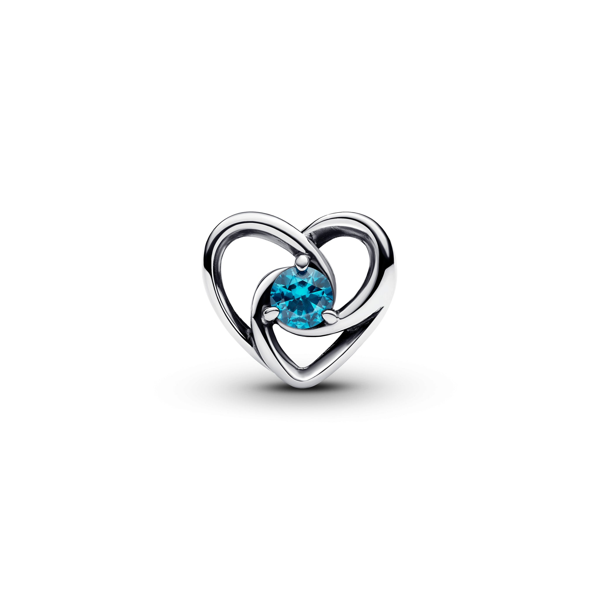 Heart Sterling Silver Charm With London Blue Crystal