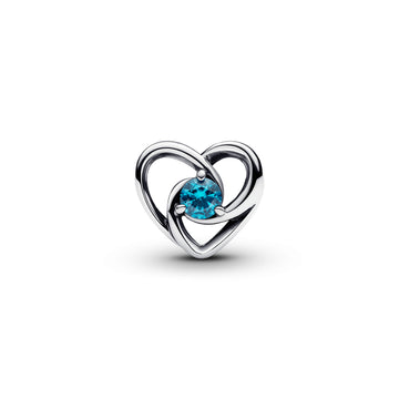 Heart Sterling Silver Charm With London Blue Crystal